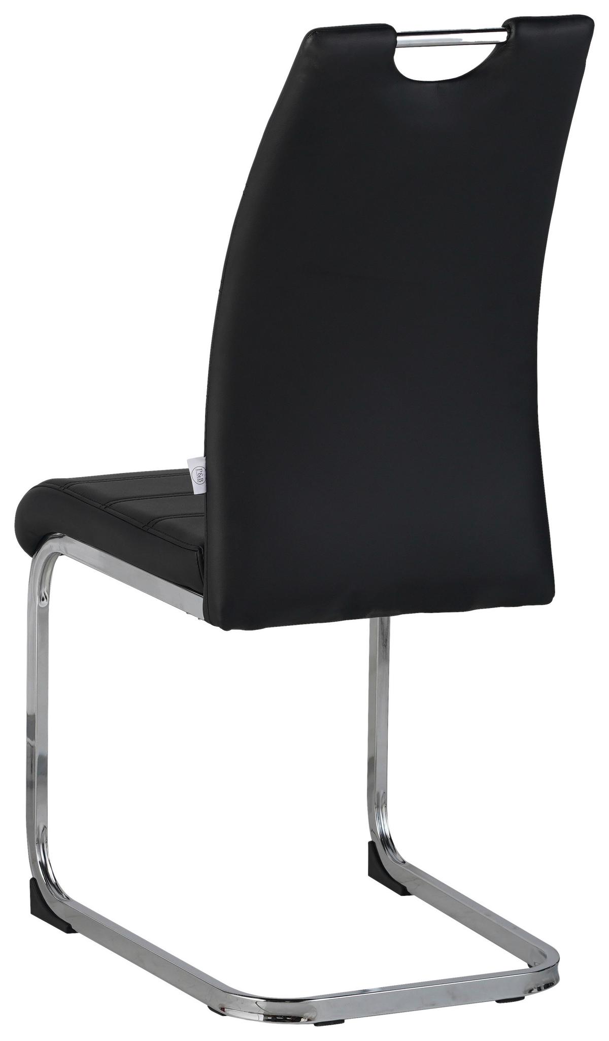 KRZESŁO NA PŁOZIE LEANDER - czarny/kolor chromowy, Design, metal/tkanina (42/99/56cm) - P & B