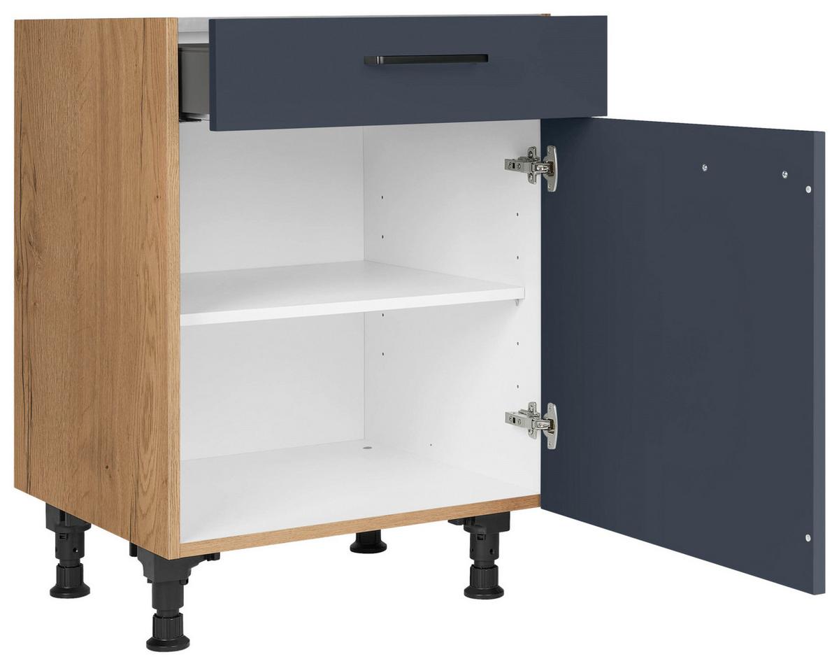 Schubkastenunterschrank Easytouch Blau - Blau/Eichefarben, MODERN, Holzwerkstoff/Metall (60/87/56cm) - Nobilia