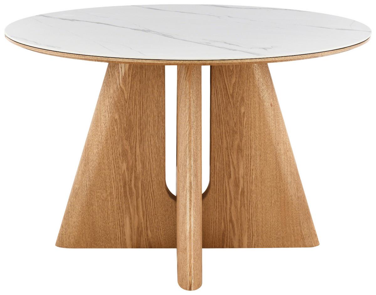 Jedilna Miza Otis, Barva Hrasta, Bela, Ø 120 - barve hrasta/bela, Moderno, kamen/leseni material (120/75cm) - Livetastic