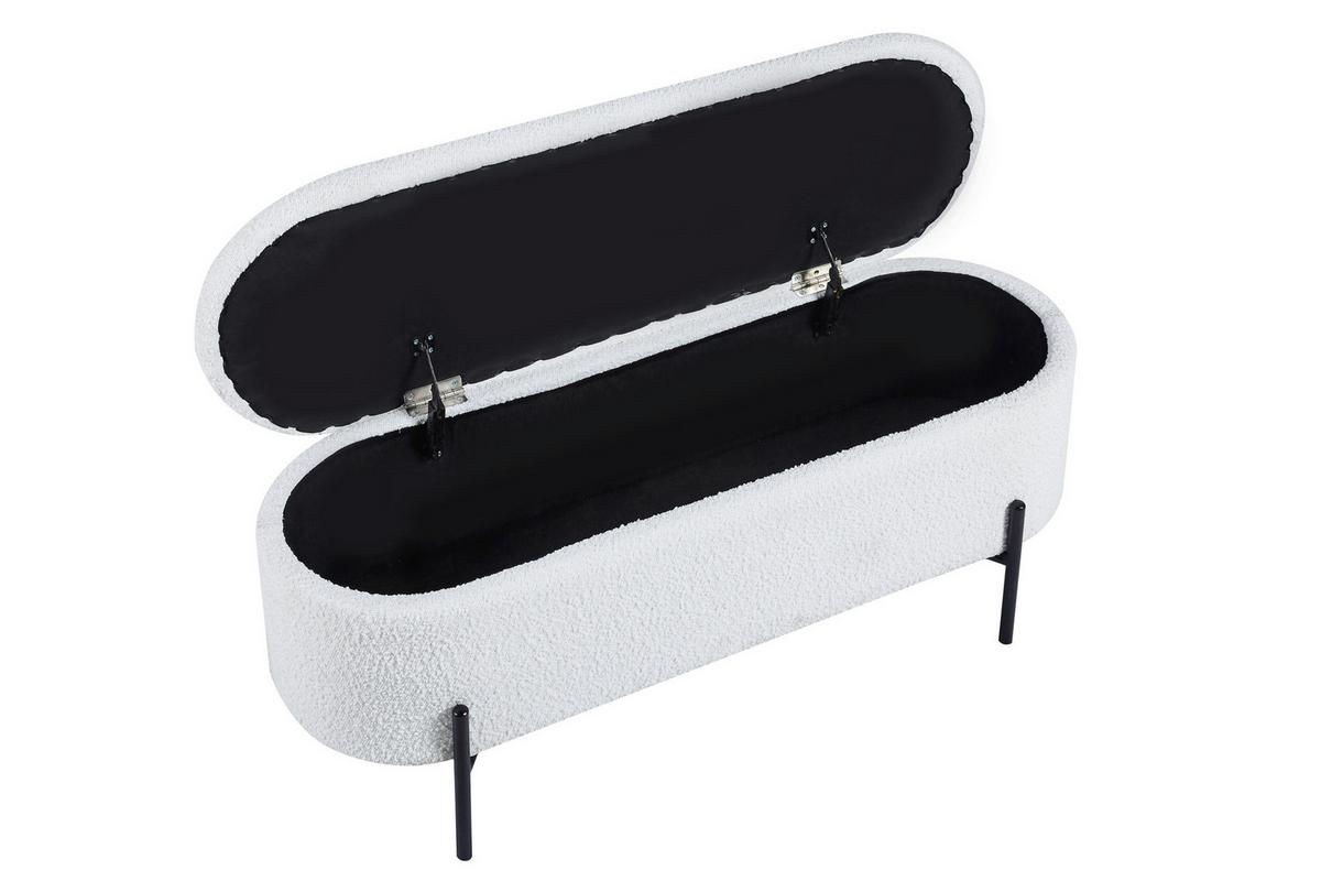 Klop Bouclé, Bela - črna/bela, Moderno, kovina/tekstil (110/44/40cm) - Livetastic