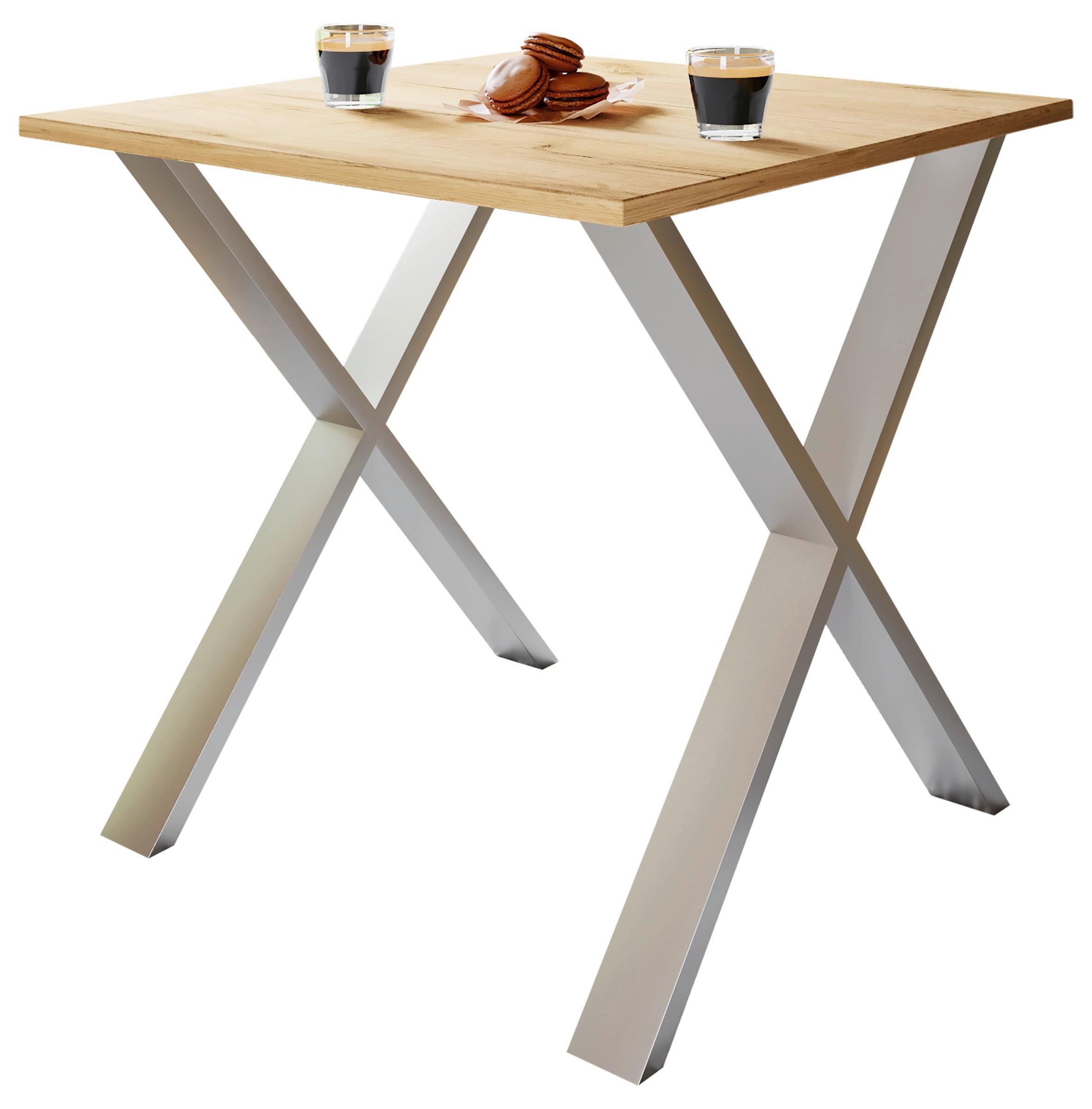 SCHREIBTISCH LONA - Honigeiche/Silberfarben, Design, Holzwerkstoff/Metall (80/80/76cm) - MID.YOU