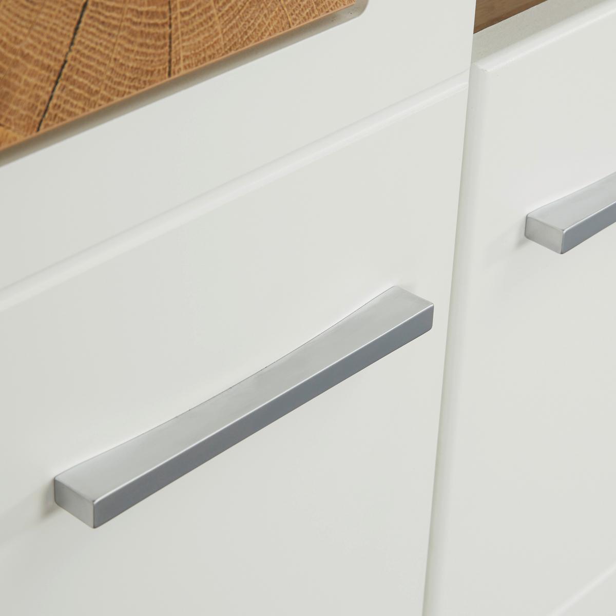 Wohnwand in Weiß inkl. Beleuchtung - Chromfarben/Eichefarben, MODERN, Holzwerkstoff/Metall (325/205/47cm) - Mömax