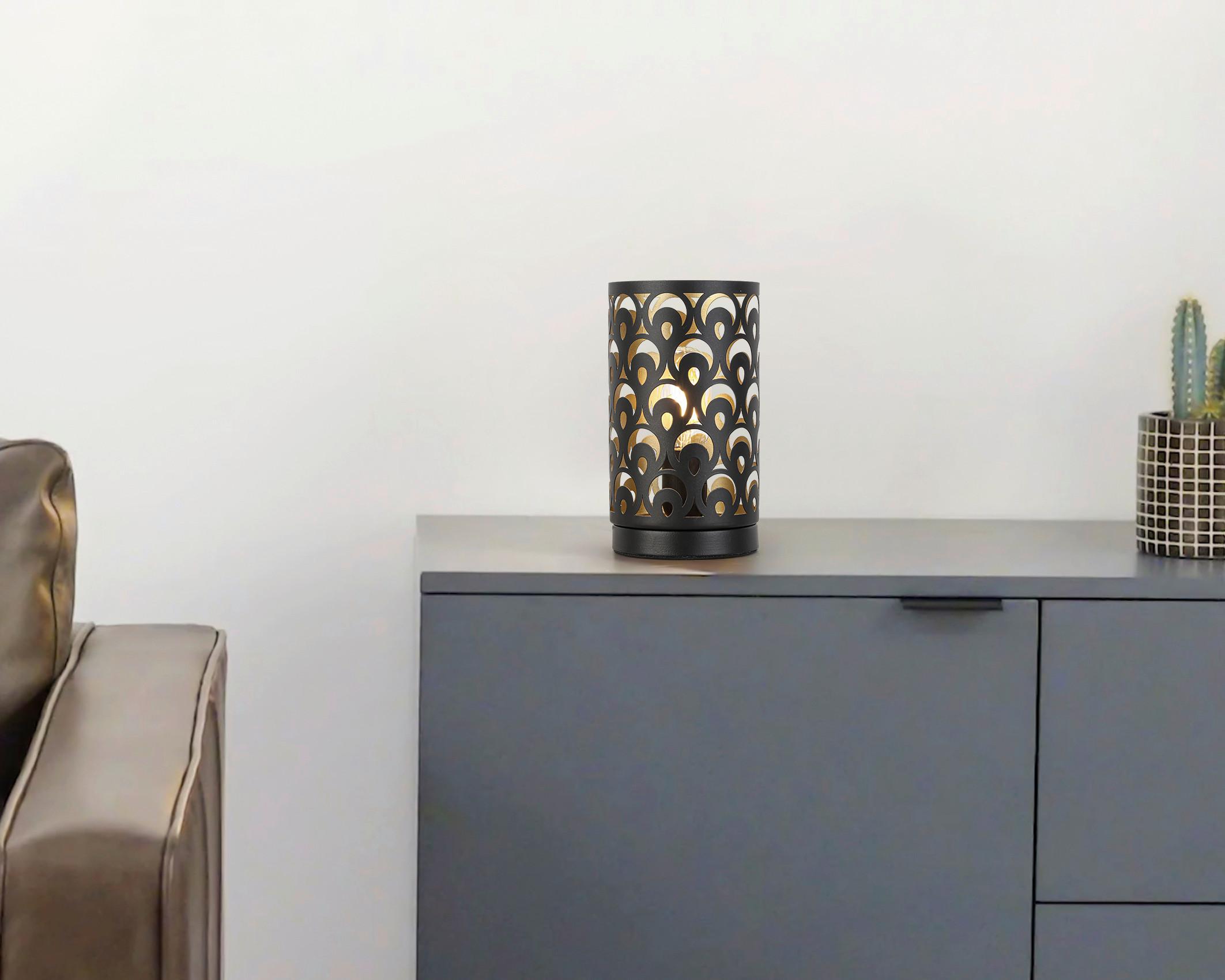 Tischleuchte Gumi max. 40 Watt - Goldfarben/Schwarz, Modern, Metall (12/22cm) - Modern Living