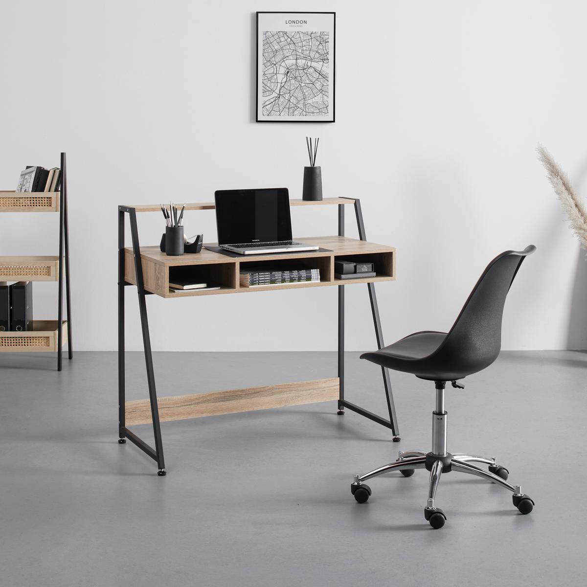 Schreibtisch Denis Eichefarben MDF ca. 100x48 cm - Eichefarben/Schwarz, MODERN, Holz/Metall (100/48/94cm) - Bessagi Home
