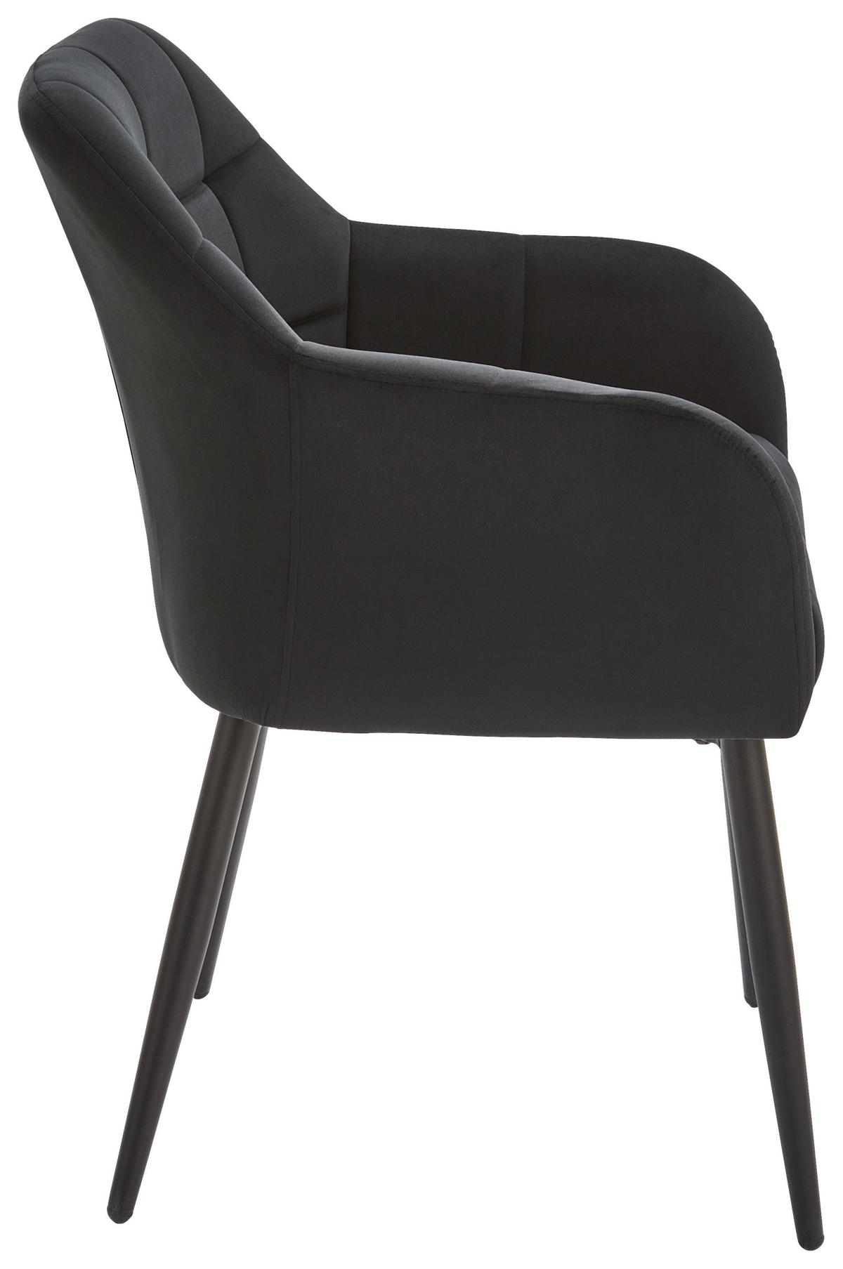 KRZESŁO Z PODŁOKIETNIKAMI HANNA - ciemnoszary/czarny, Modern, metal/tkanina (60/82/60cm) - Livetastic