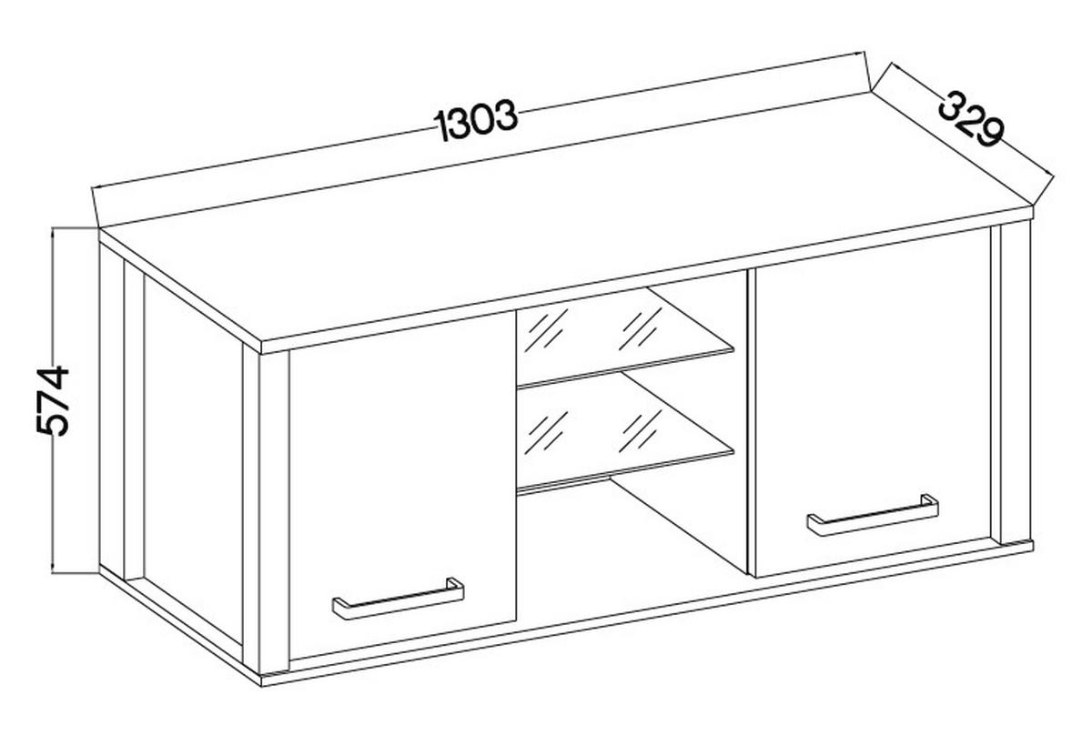 Hängeschrank Venet, Anthrazit/Artisan Eiche - Anthrazit/Schwarz, MODERN, Glas/Holzwerkstoff (130,3/57,5/33cm) - Mömax