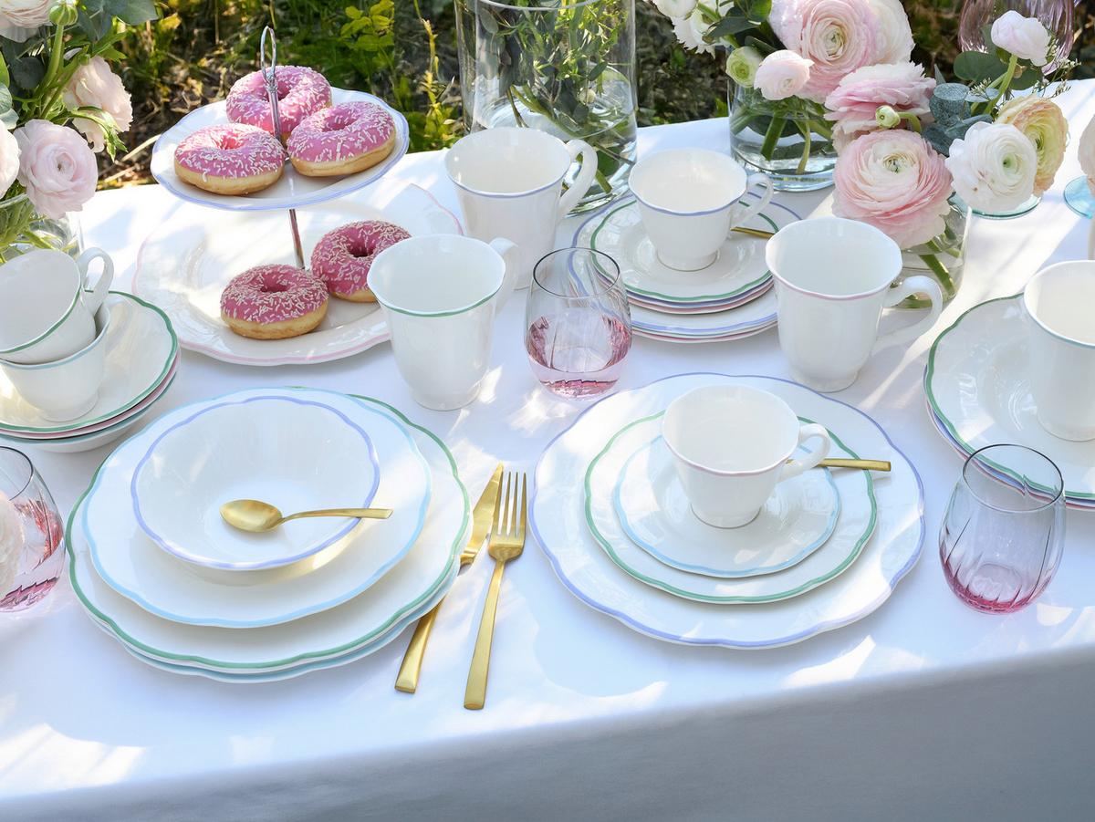 Serviciu de masă Florine 16/1 - lila/verde limetă, Basics, ceramică - Creatable