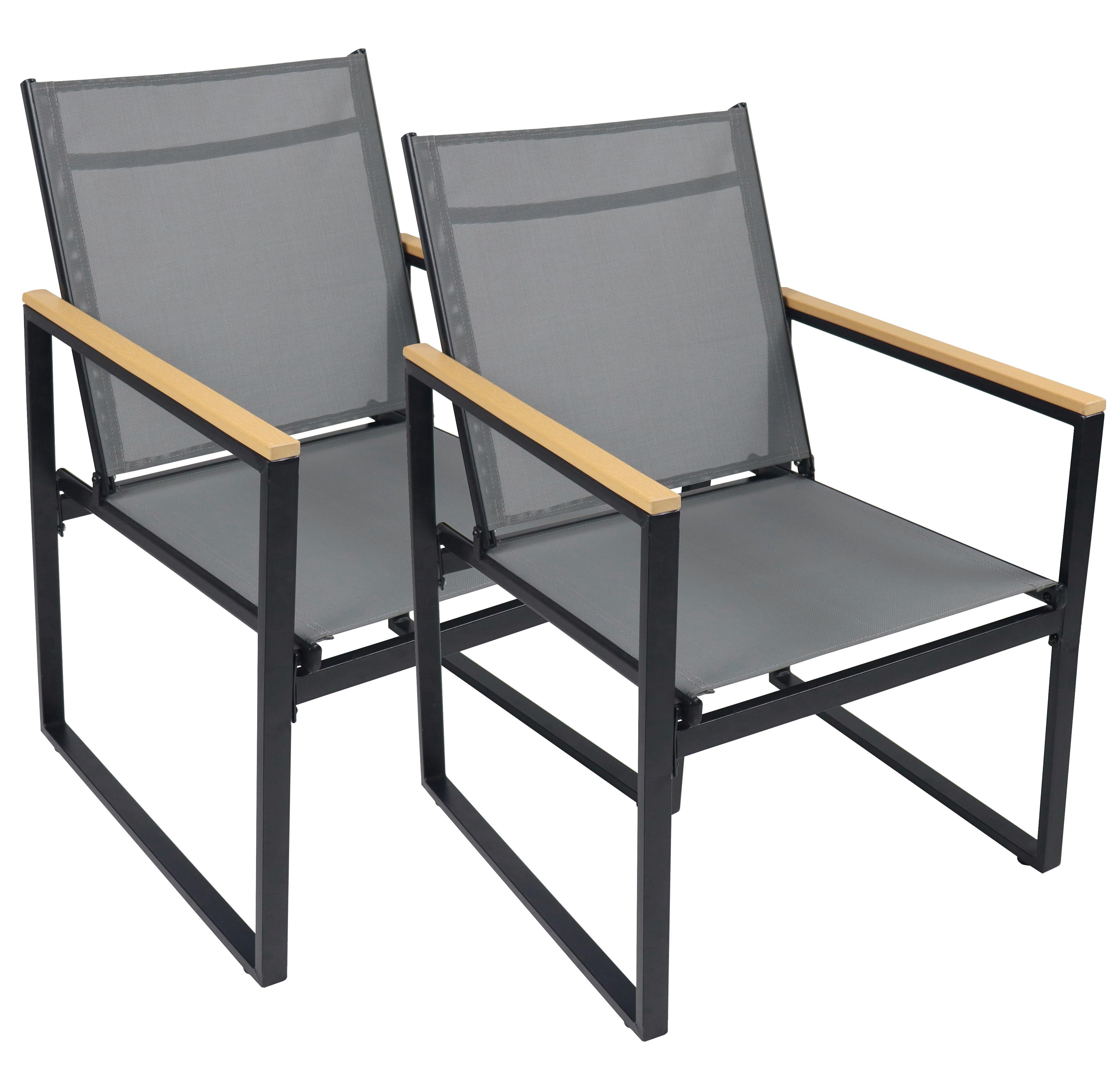 Gartenstuhl-Set Volasi 2er-Set ca. 54x83 cm Anthrazit - Honigeiche/Anthrazit, MODERN, Holzwerkstoff/Kunststoff (54/83/65cm) - MID.YOU