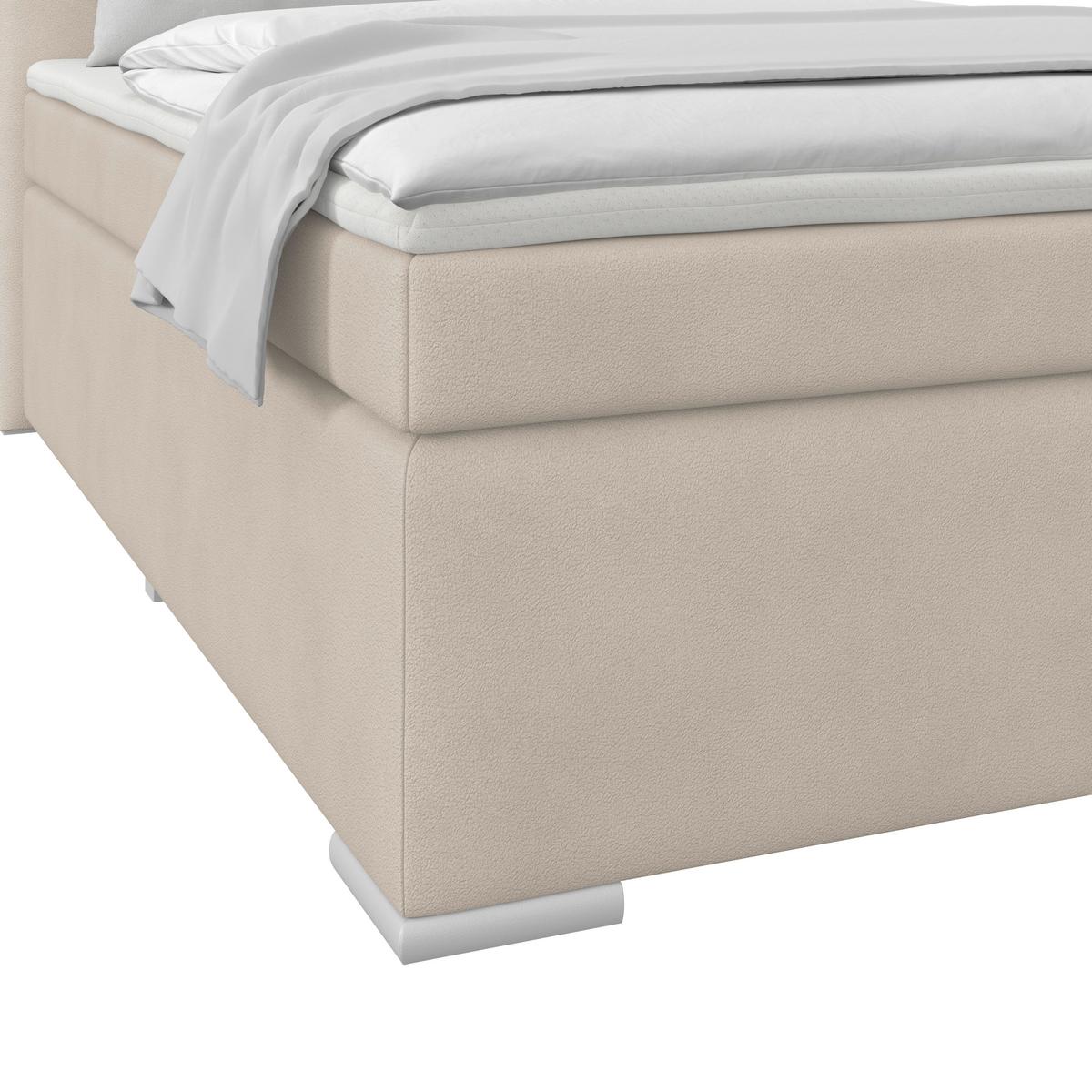 Boxspring Krevet Mira 1 - krem, Basics, metal/tekstil (140/200cm)