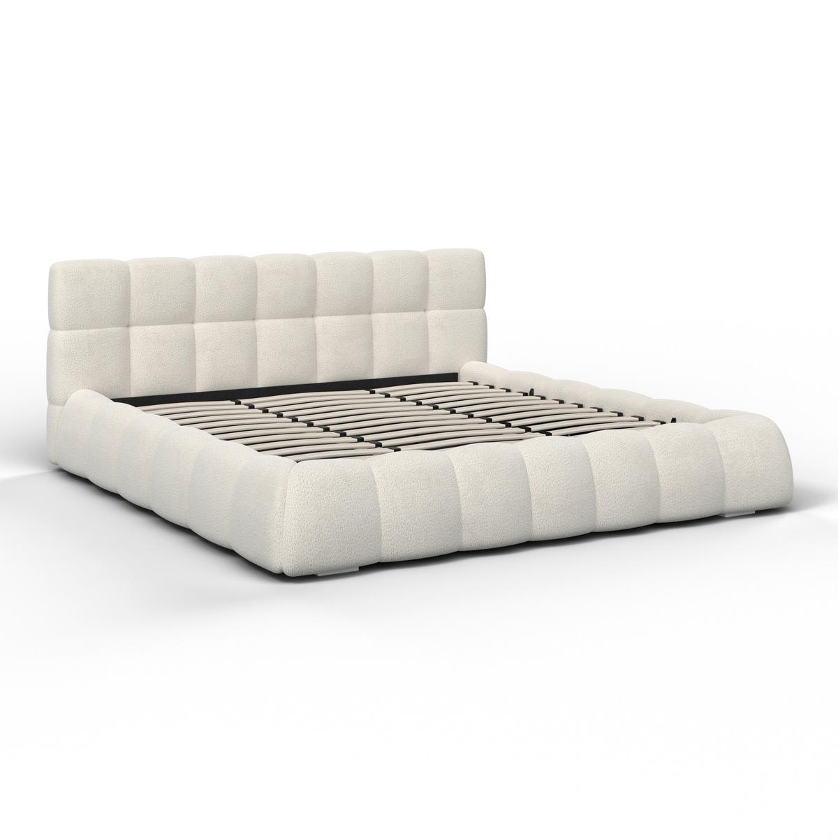 Pat tapițat bej Marija cca 180X200 bej - ivoar/culoare natur, Modern, lemn/metal (180/200cm) - Bessagi Home