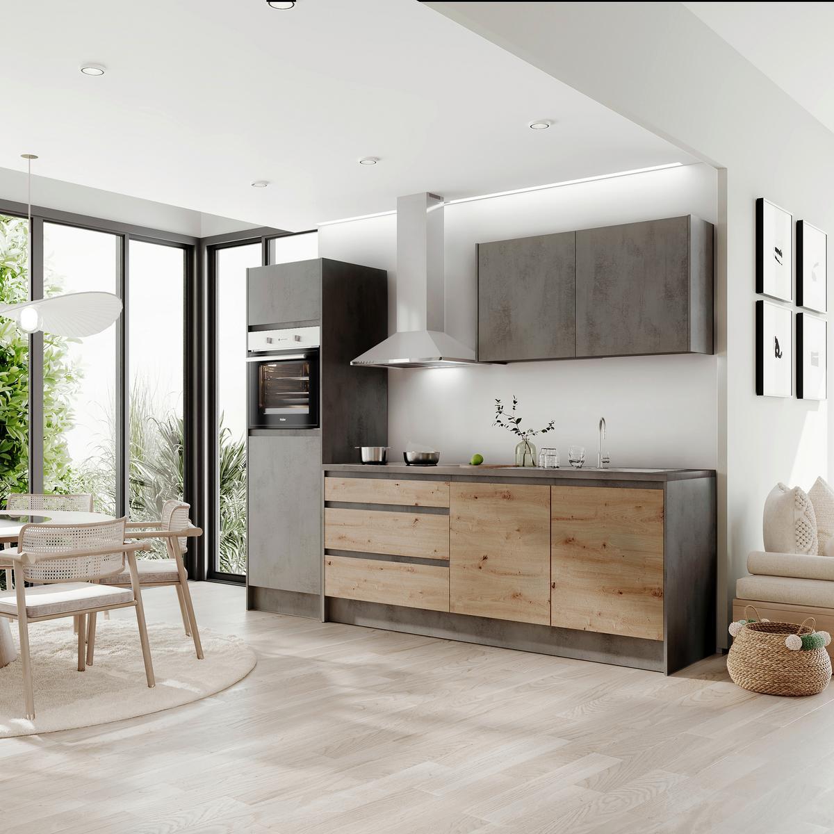 Konyhablokk Gépek Nélkül Troja Zb 273 Chrom-F - Artisan tölgy/antracit, Design, faalapú anyag (273cm)