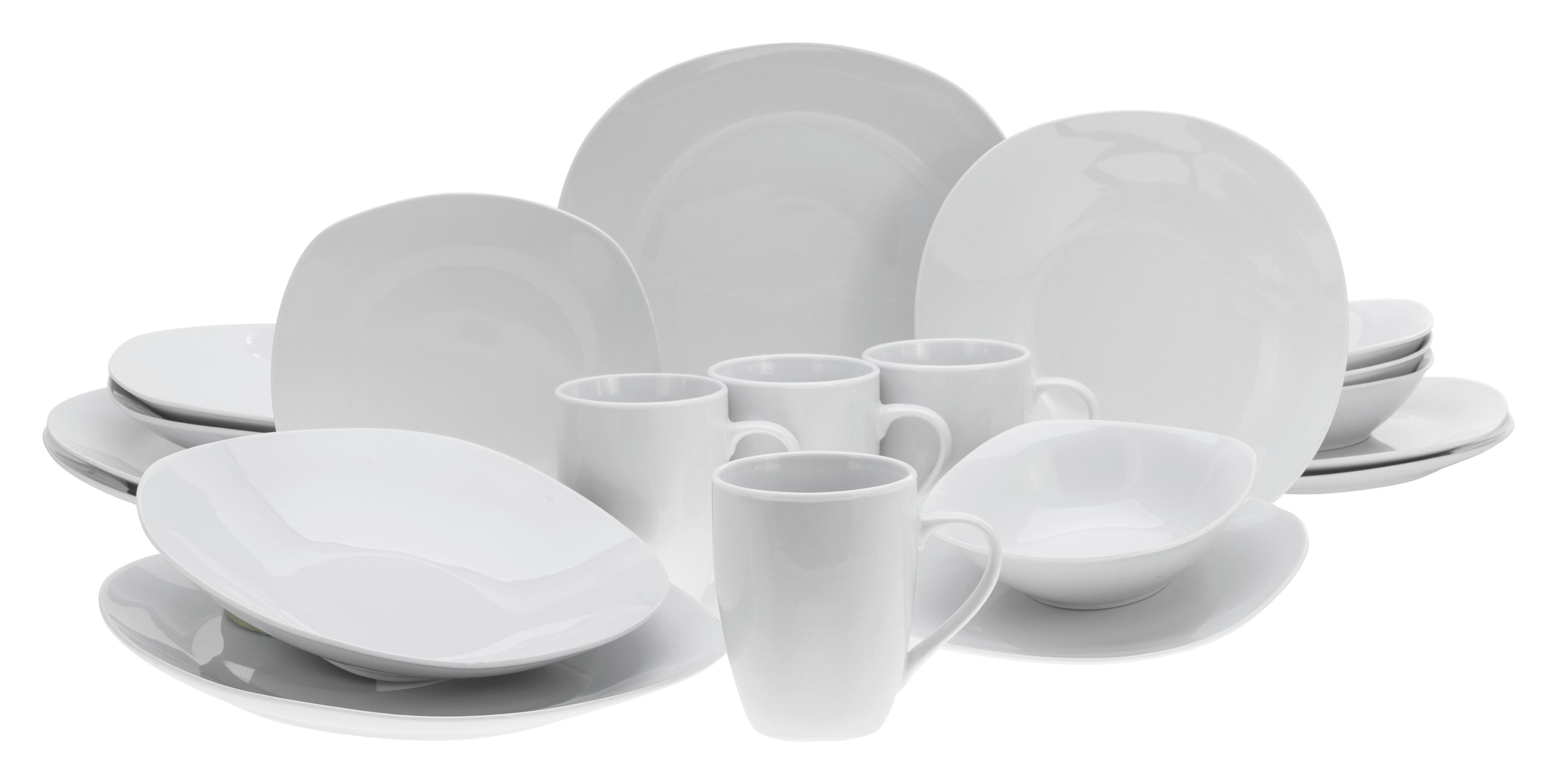 Kombinirani Servis Square, 20-Delni - bela, Basics, keramika - Creatable