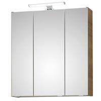 Tükrös Szekrény Luga - krómszínű/tölgyfa színű, Modern, faalapú anyag/Üveg (65/70/16cm)