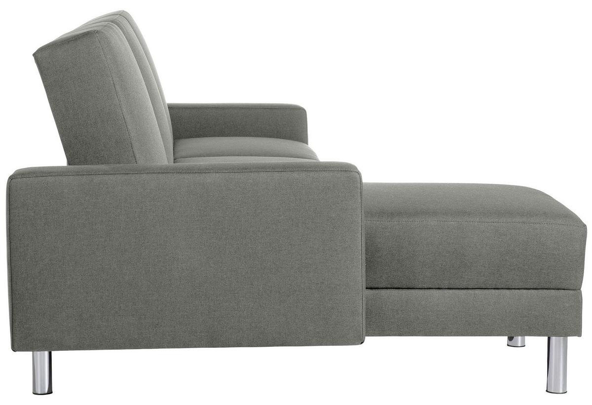 ECKSCHLAFSOFA JUST FASHION - Chromfarben/Hellgrau, KONVENTIONELL, Textil/Metall (152/230cm) - Max Winzer