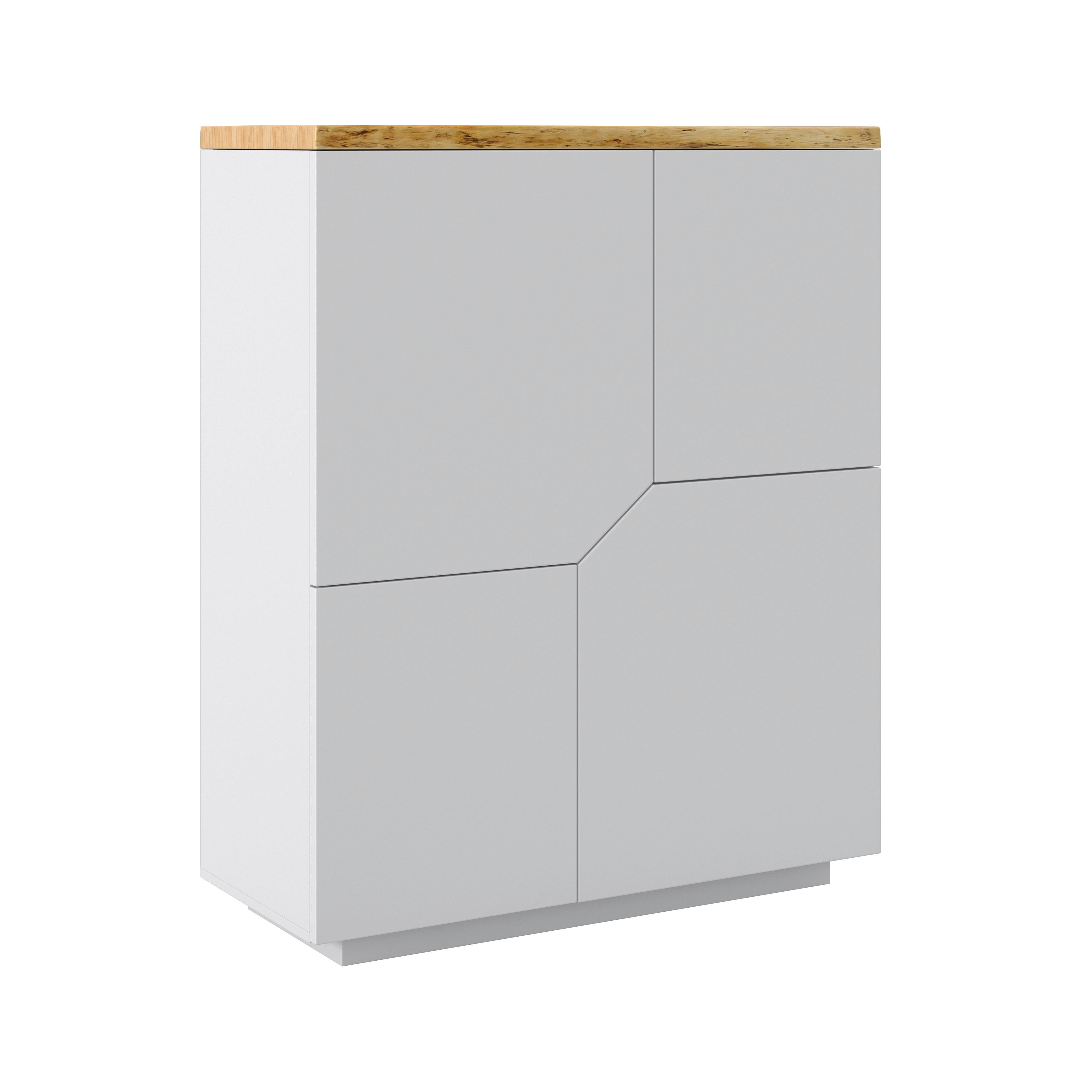 BYRÅ CARLOS - vit/ekfärgad, Modern, trä (100/122/42cm) - Bessagi Home