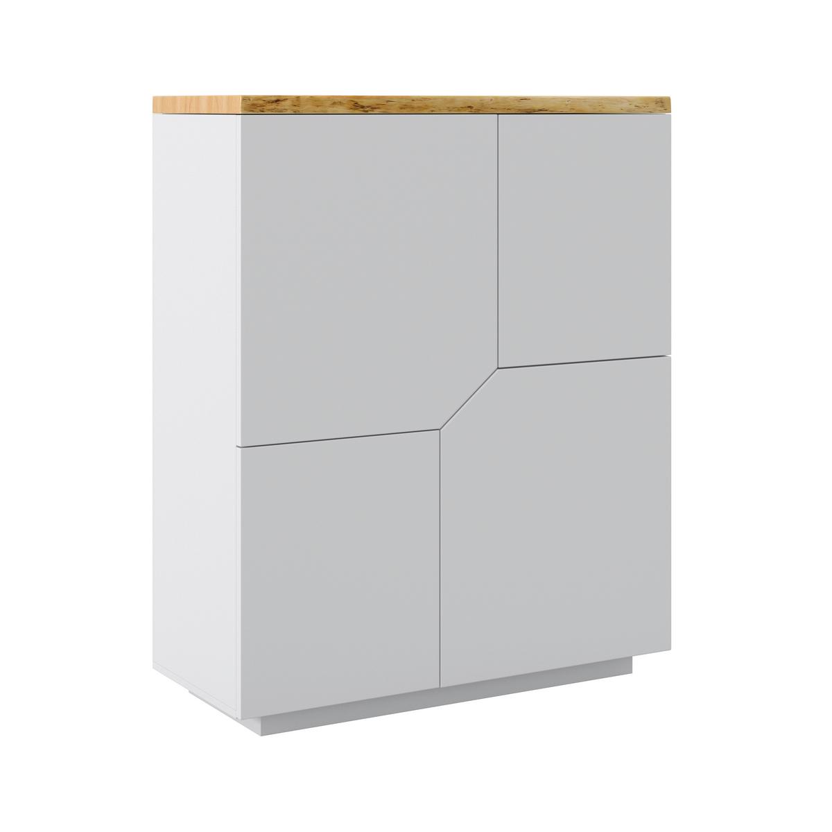 KOMMODE in weiss "Carlos" - Weiss/Eichefarben, Modern, Holz (100/122/42cm) - Bessagi Home