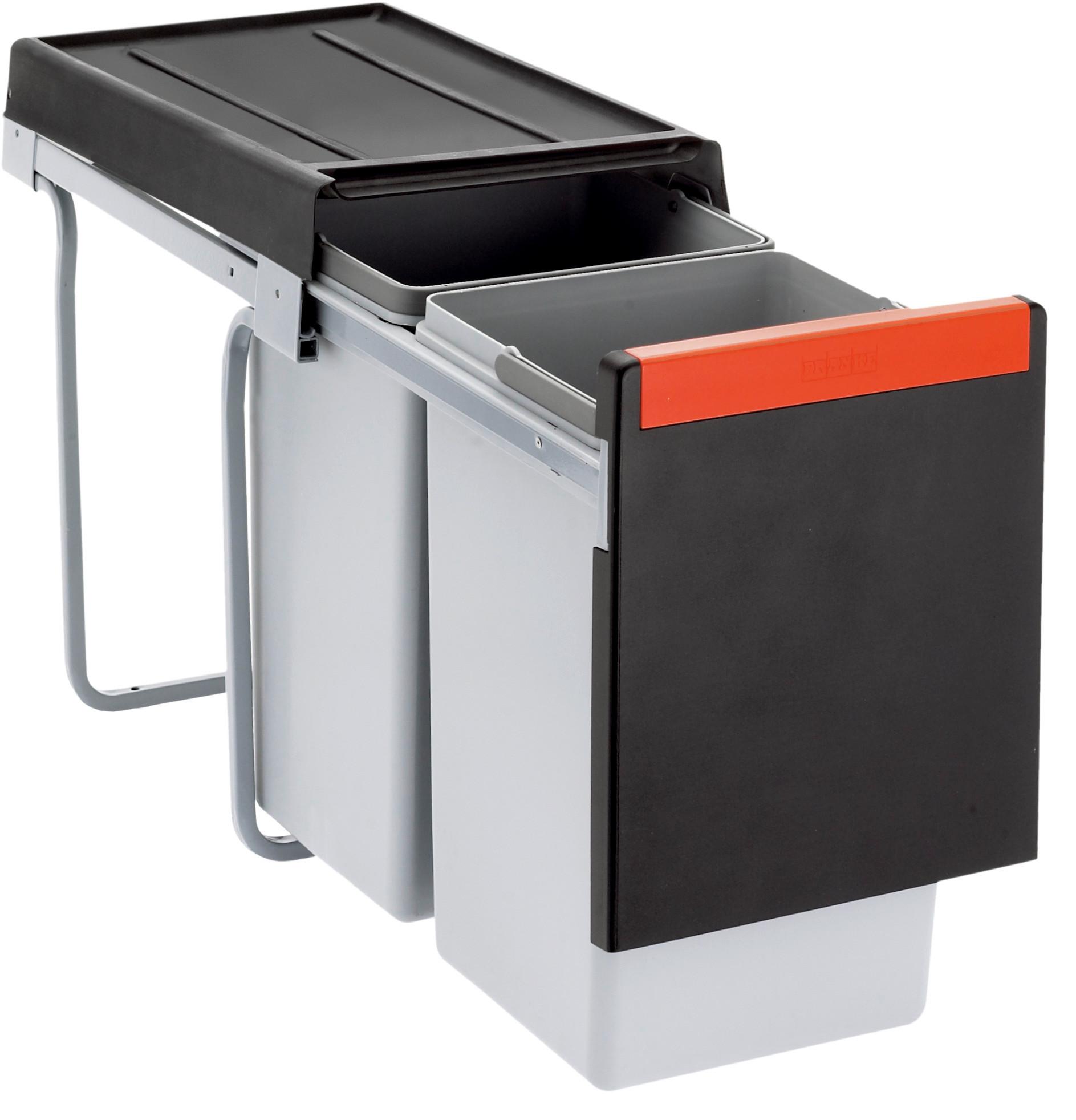 SORTOWNIK ODPADÓW DO ZABUDOWY 1340039553  -TOP- - kolor stalowy/czarny, Basics, tworzywo sztuczne/metal (25,3/43,3/46,7cm) - Franke
