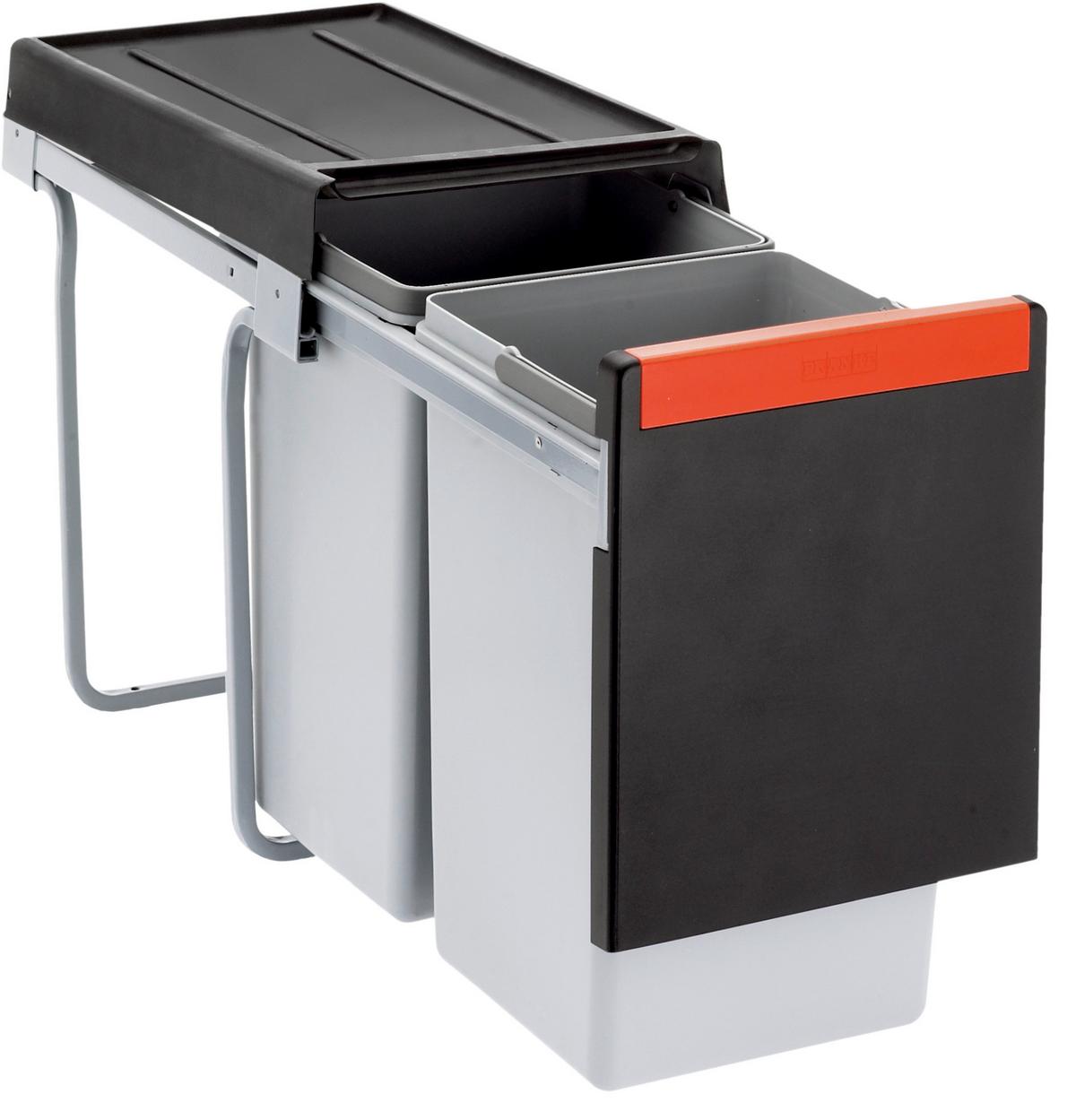 SORTOWNIK ODPADÓW DO ZABUDOWY 1340039553  -TOP- - kolor stalowy/czarny, Basics, tworzywo sztuczne/metal (25,3/43,3/46,7cm) - Franke