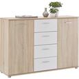 Kommode in Sonoma/Eiche - Silberfarben/Weiß, MODERN, Holzwerkstoff/Kunststoff (132/91/38cm) - MÖMAX modern living