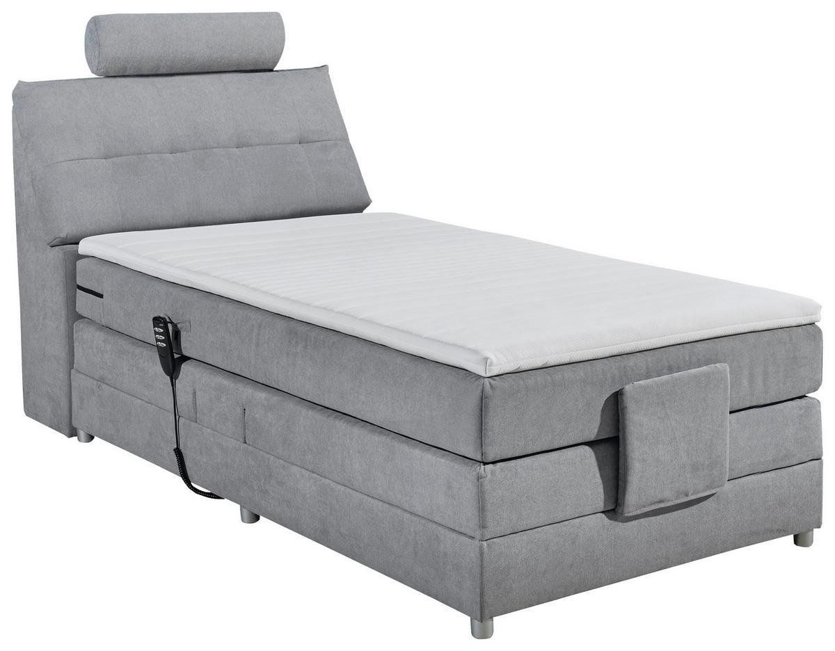 Boxspringbett Palermo elektrisch 120x200cm Hellgrau - Silberfarben/Hellgrau, MODERN, Holzwerkstoff/Kunststoff (120/200cm) - MID.YOU