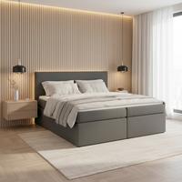 Postelja Z Vzmetnico Lucy, Siva, 180x200 - siva/črna, Moderno, umetna masa/tekstil (180/200cm) - Bessagi Home