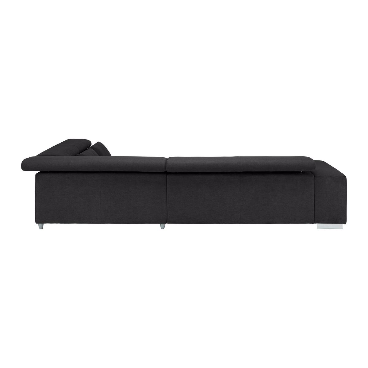 Wohnlandschaft Orion Schwarz Chenille-Oberfläche - Chromfarben/Schwarz, MODERN, Textil/Metall (308/70-88/225cm) - Bessagi Home