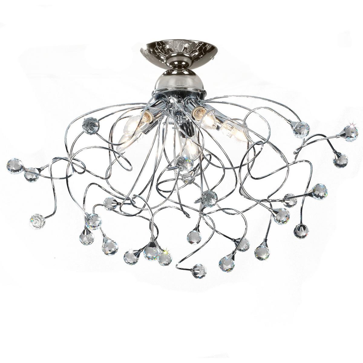 Deckenleuchte Trilly Chromfarben max. 6 Watt - Chromfarben, KONVENTIONELL, Glas/Metall (60/42cm)