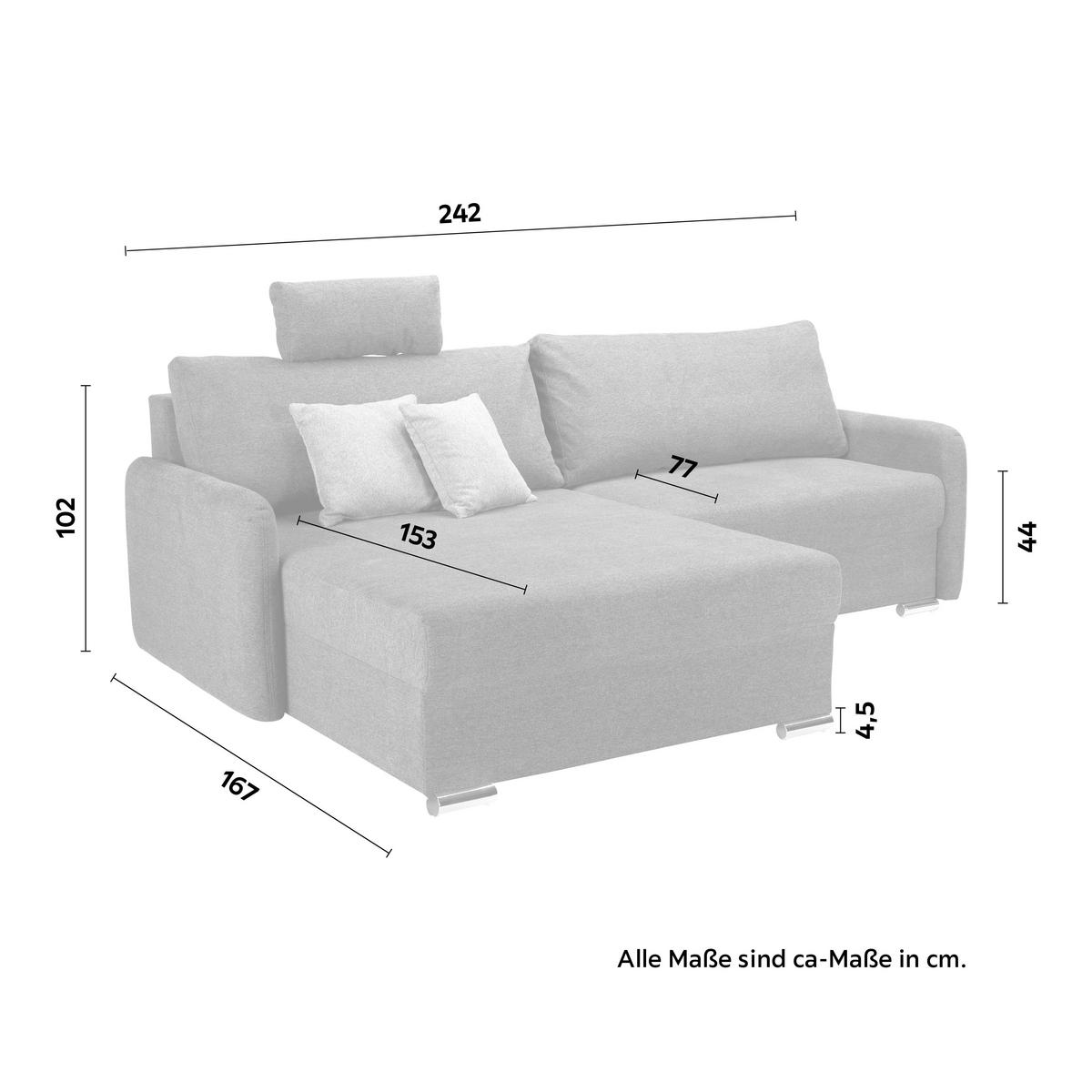 Sedežna Garnitura Lyon C, Temno Siva, Ležišče, Predal - temno siva/črna, Moderno, umetna masa/tekstil (242/102/167cm) - Mömax