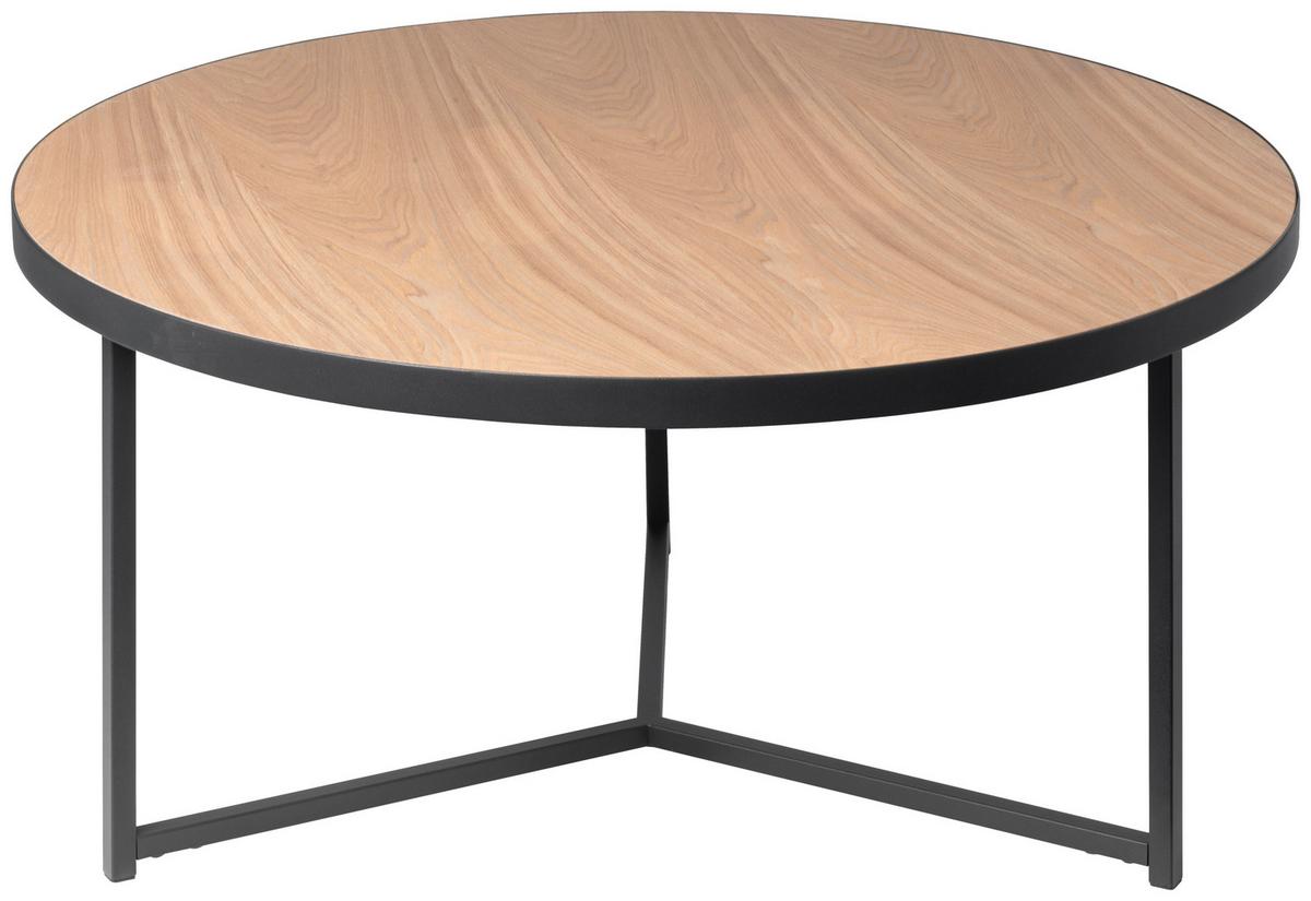 STOLIK KAWOWY PETER - kolor jesionowy/czarny, Design, materiał drewnopochodny/metal (80/80/40cm) - MID.YOU