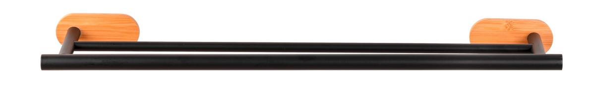 Handtuchstange in Schwarz - Schwarz/Naturfarben, MODERN, Holz/Metall (60/4,5/12cm) - Mömax