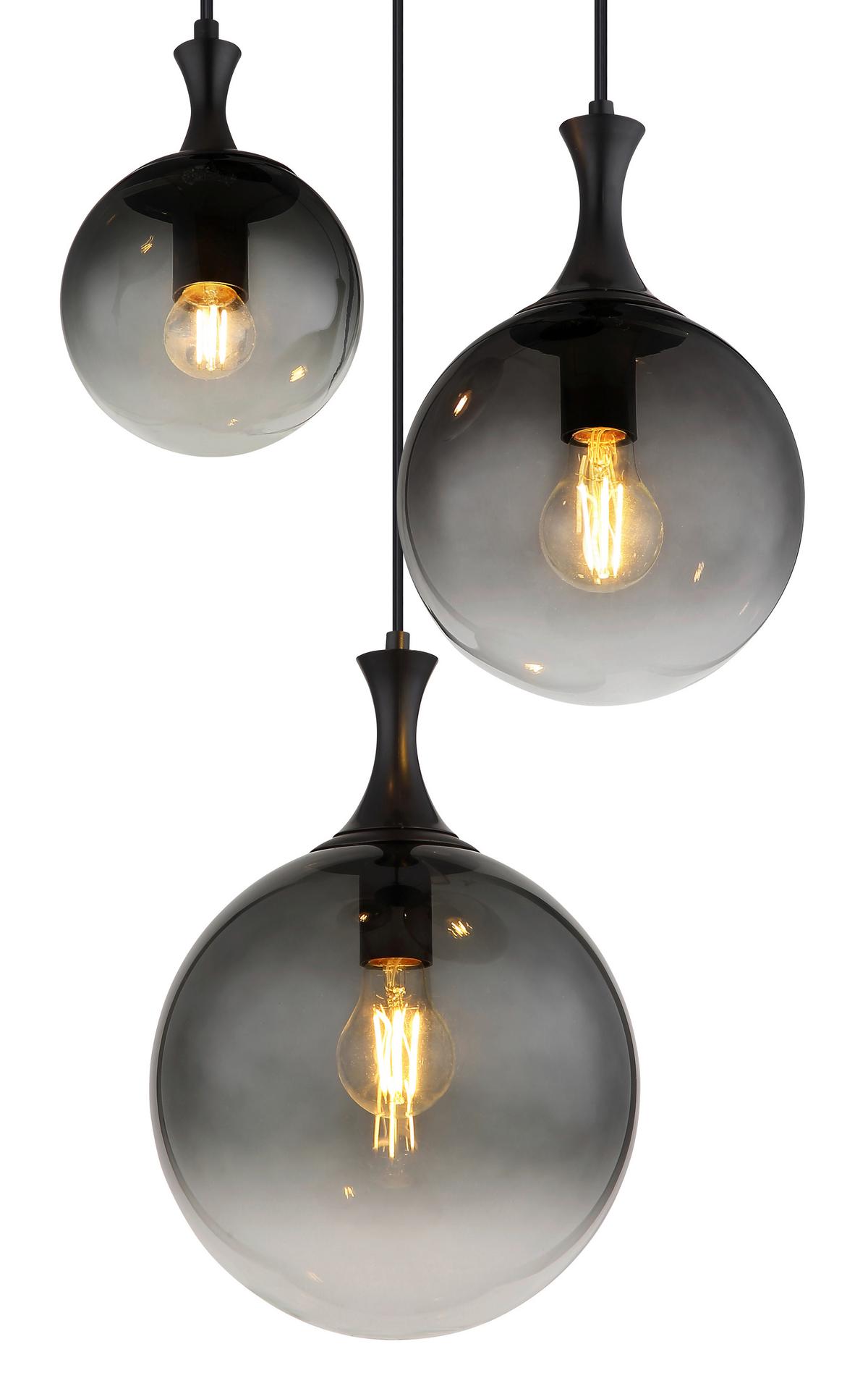 Függőlámpa 15885-3h - fekete, Design, műanyag/Üveg (39/141,5cm) - Globo