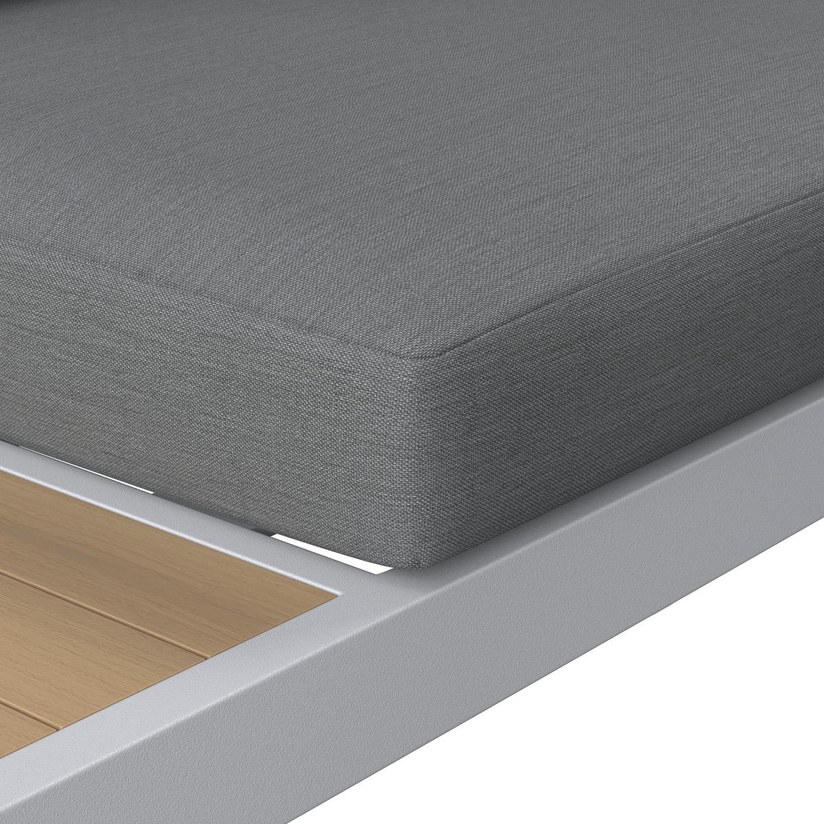 Dining-Loungeset Veneya Grau Outdoorstof/Metall/Polywood - Hellgrau/Naturfarben, MODERN, Kunststoff/Textil - Bessagi Garden