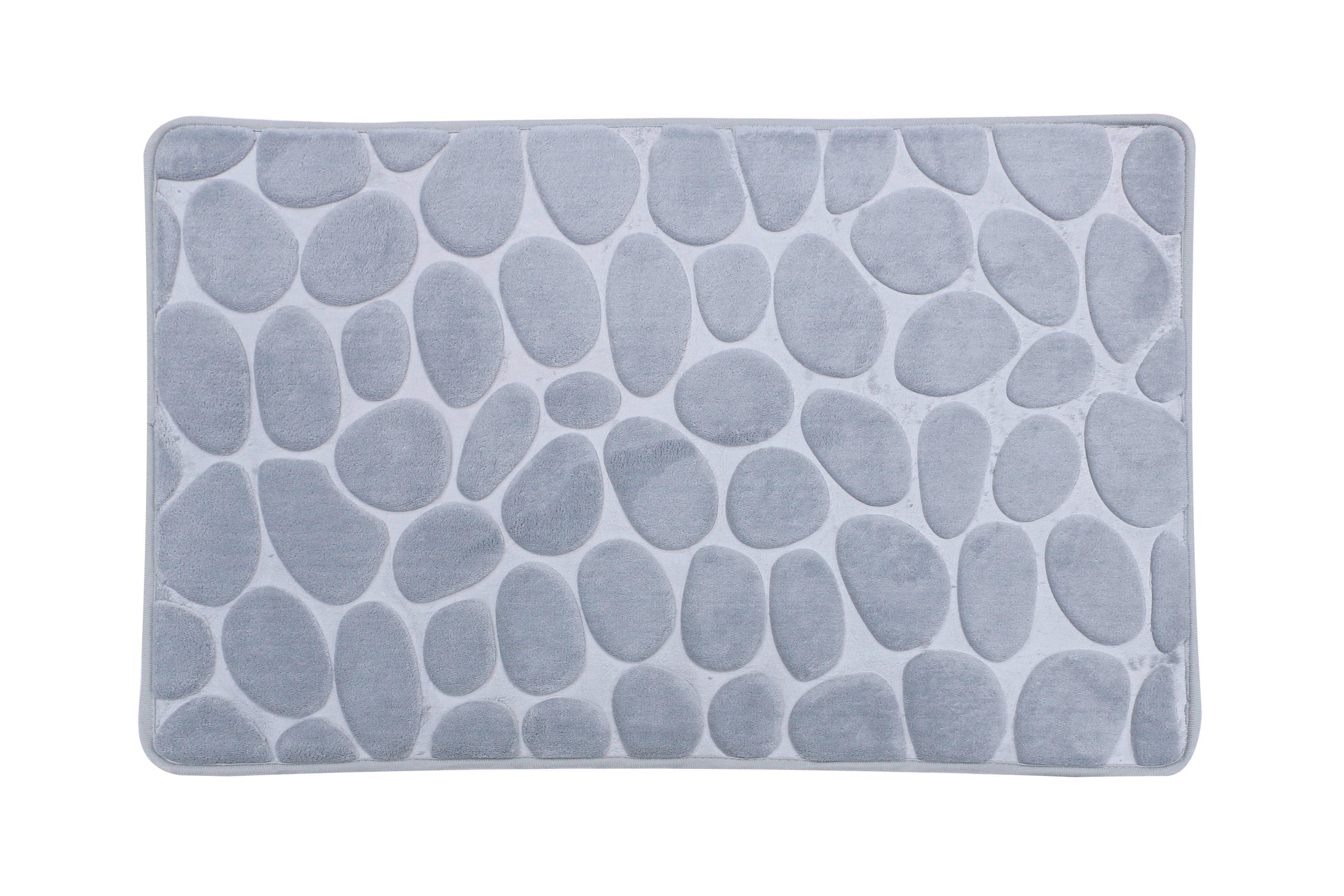 Fürdőszobaszőnyeg Stone  45/60 - ezüstszínű, Basics, textil (45/60cm)