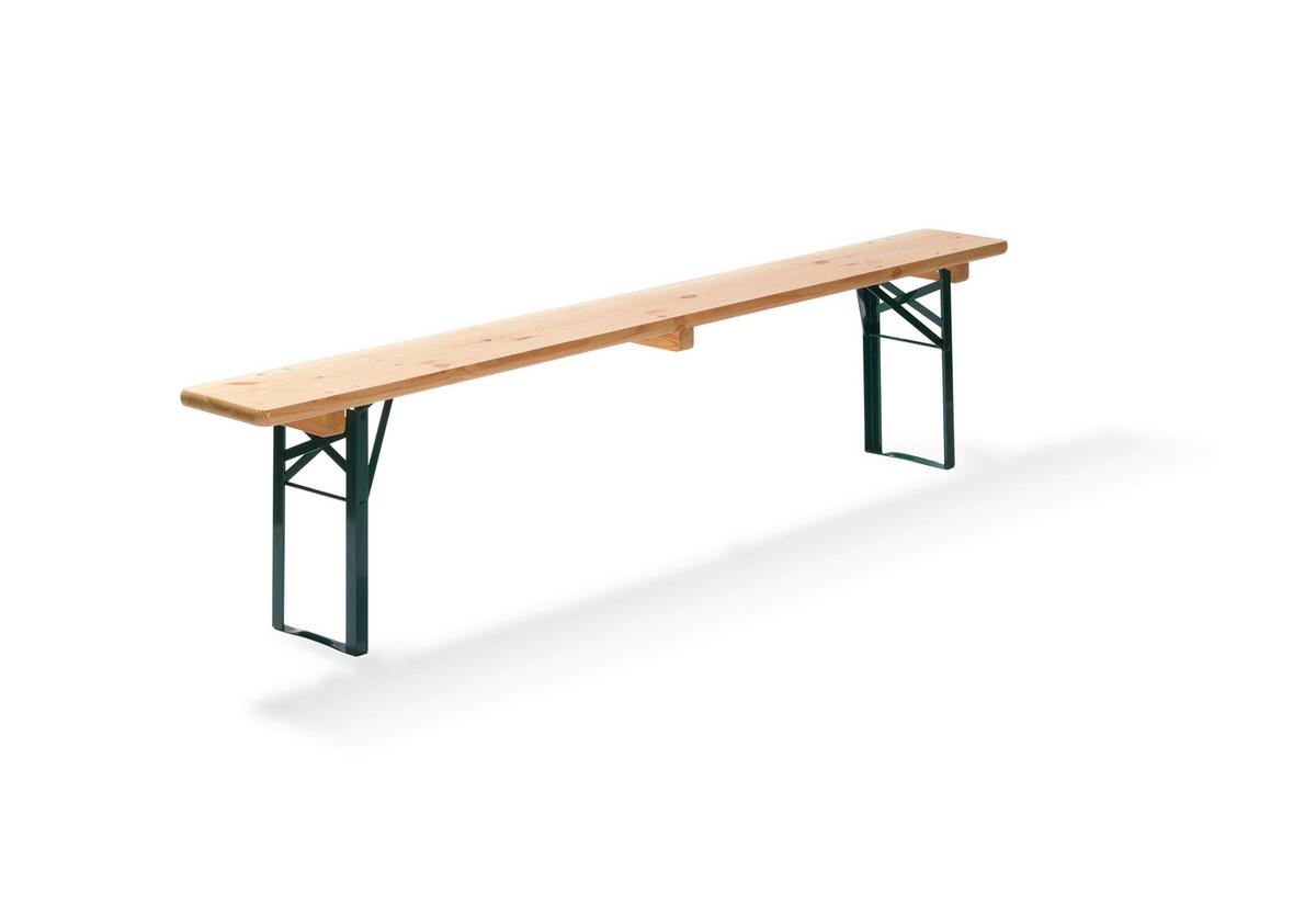 Bierbank Holz/Metall klappbar - Fichtefarben/Grün, Basics, Holz/Metall (220/48/25cm) - Gardenson