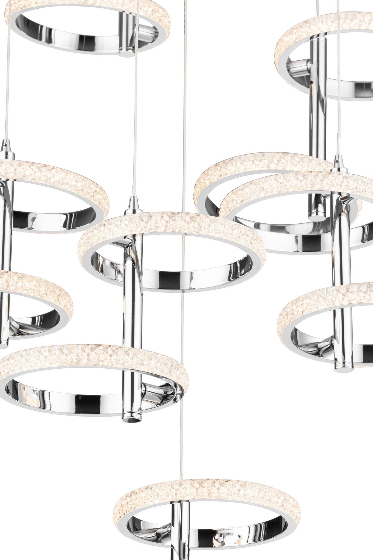 LED-Hängeleuchte Rong Chromfarben max. 40 Watt - Chromfarben, MODERN, Kunststoff/Metall (60/60/120cm)