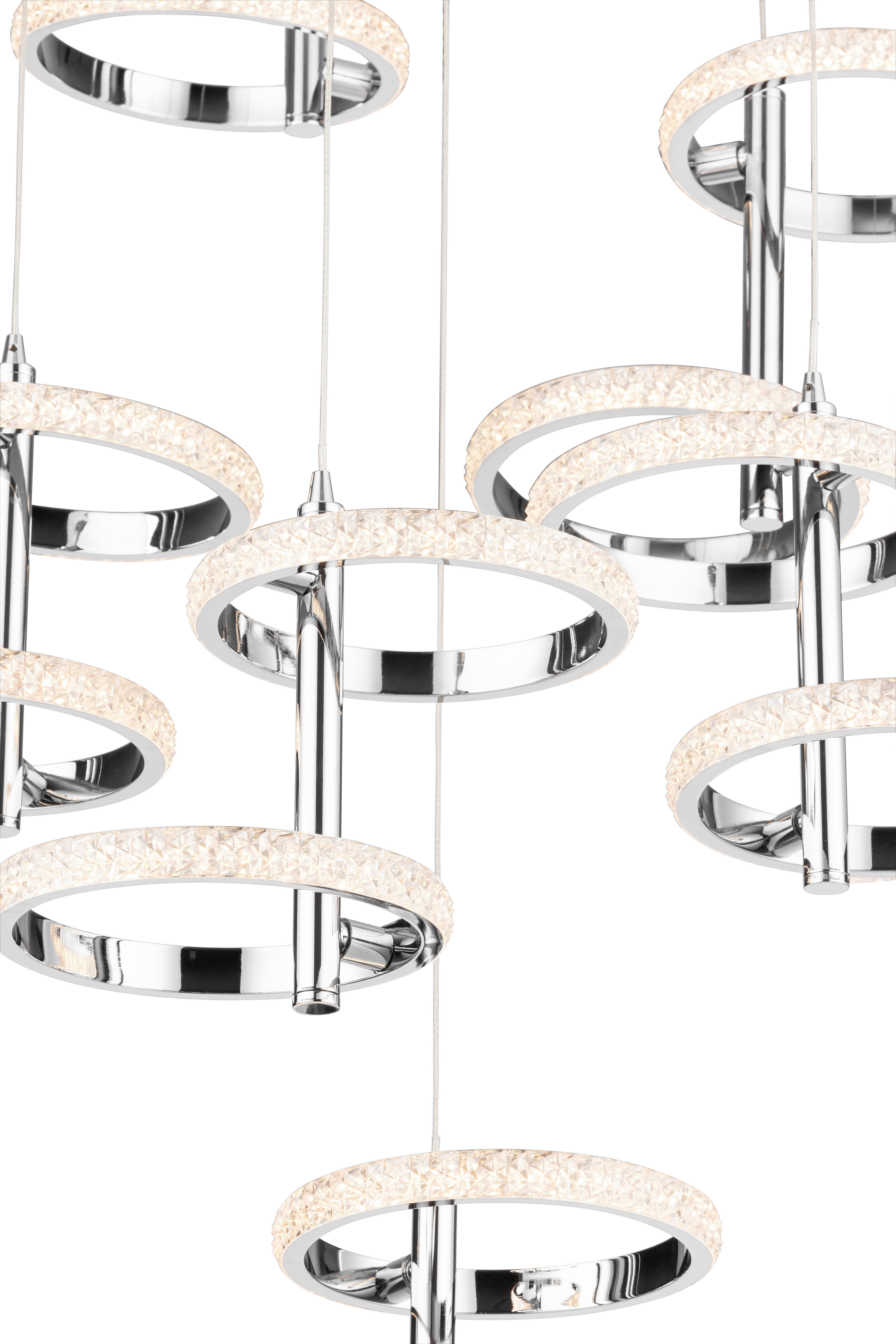 LED-HÄNGLAMPA RONG - kromfärg, Modern, metall/plast (60/60/120cm)