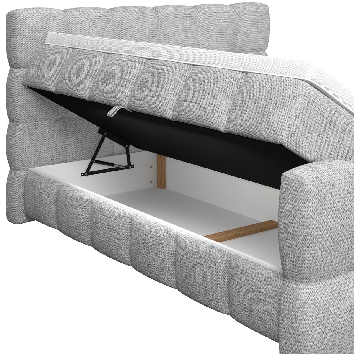 Postelja Boxspring Brisbane, Svetlo Siva, 180x200 - črna/svetlo siva, Trend, umetna masa/tekstil (180/200cm) - Premium Living