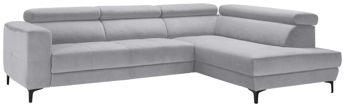 Ecksofa Emma rechts Grauweiß - Grauweiß/Schwarz, MODERN, Textil (301/47/210cm) - Premium Living
