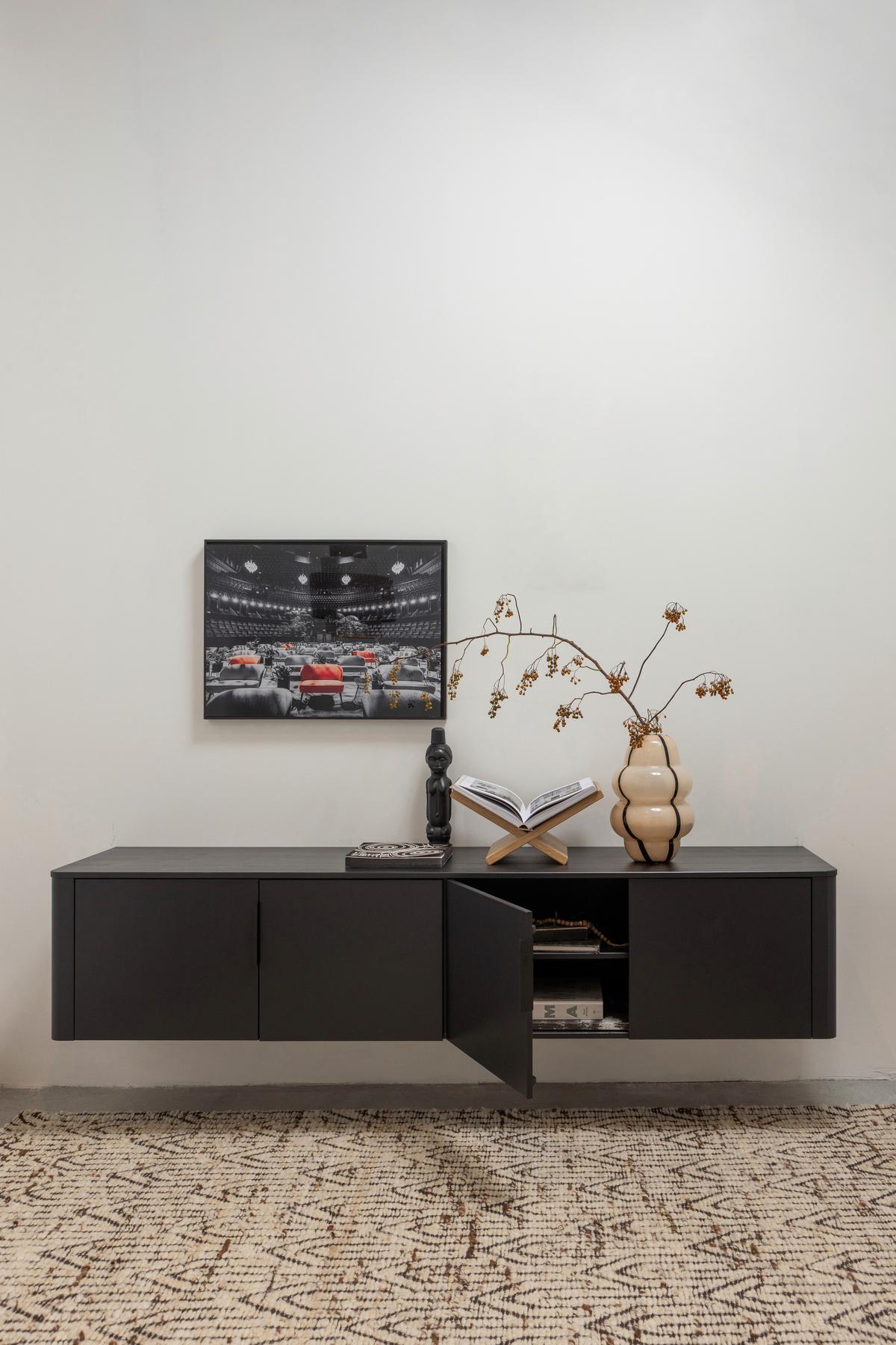 LOWBOARD Gunnar Schwarz B: 200cm - Schwarz, Design, Holz/Metall (200/56/44cm) - Livetastic