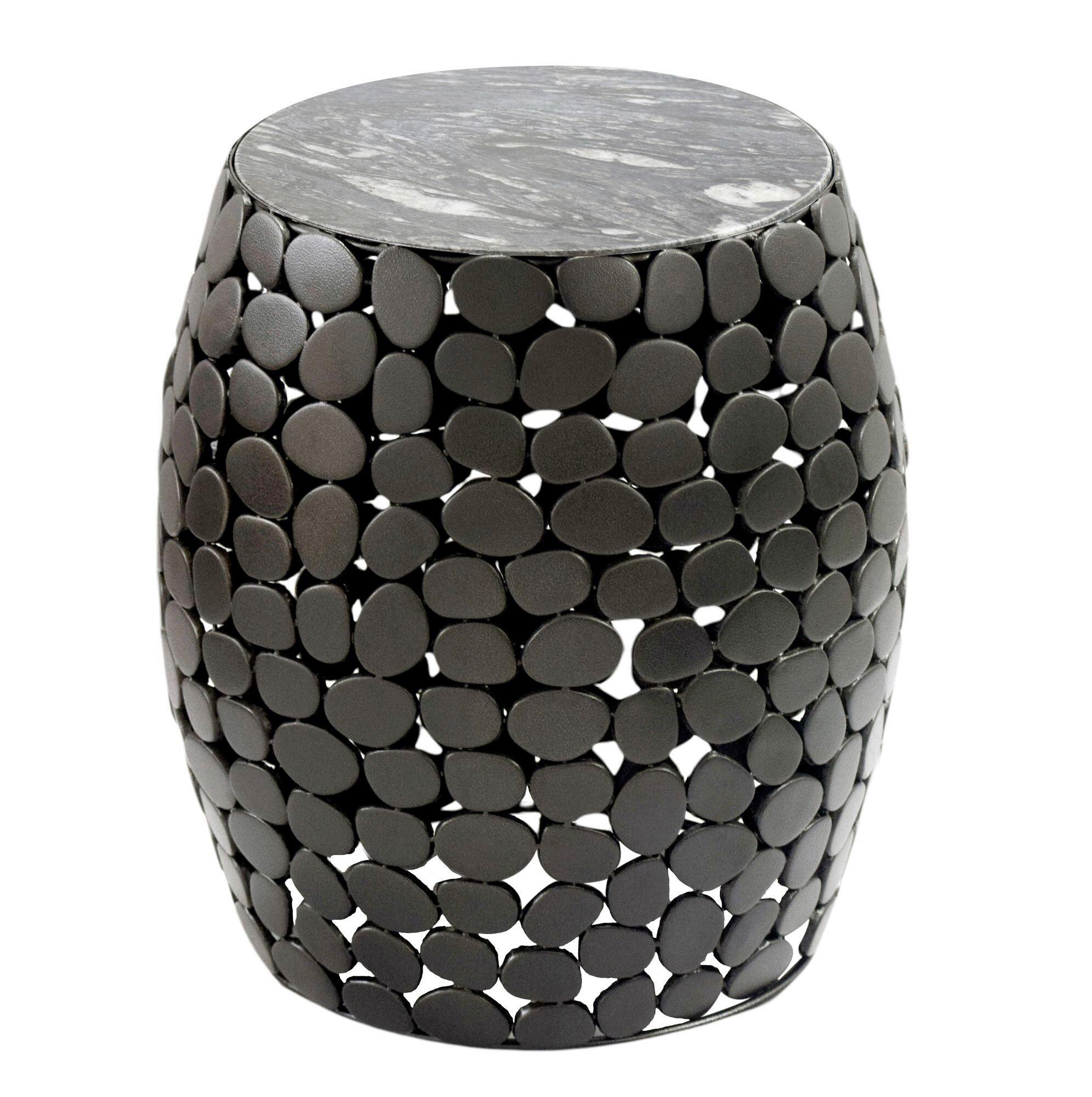 BEISTELLTISCH WL7.361 - Schwarz, Design, Stein/Metall (40/46/40cm) - Livetastic