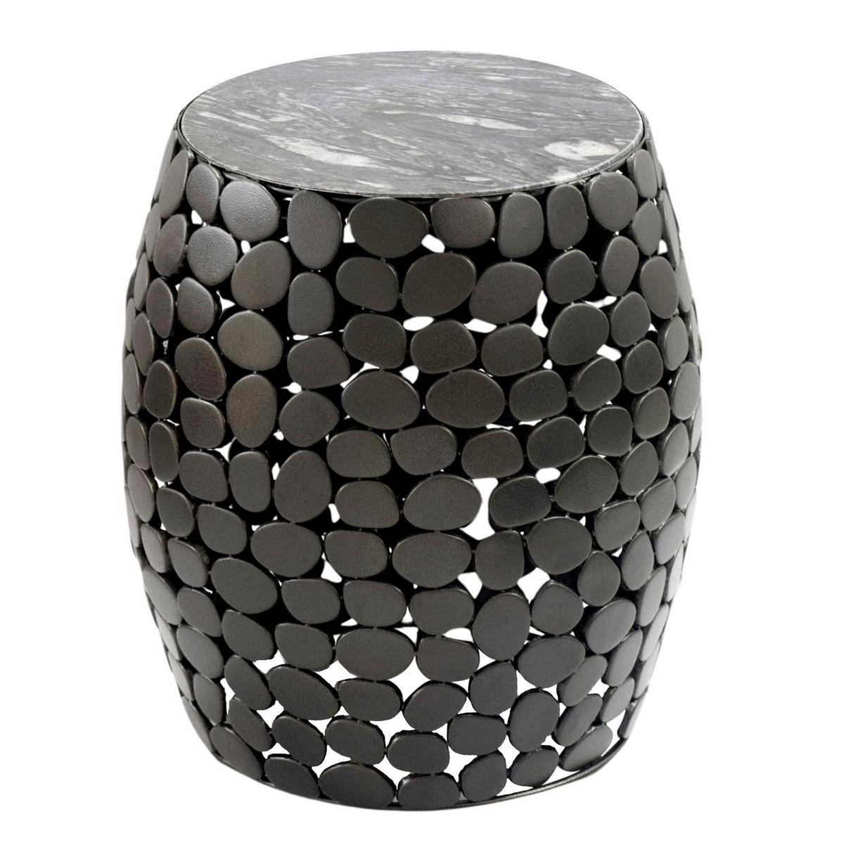 BEISTELLTISCH WL7.361 - Schwarz, Design, Stein/Metall (40/46/40cm) - Livetastic