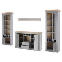 Wohnwand Chambord Eichefarben/Hellgrau - Eichefarben/Silberfarben, Design, Holzwerkstoff/Metall (328/201/44cm) - MID.YOU