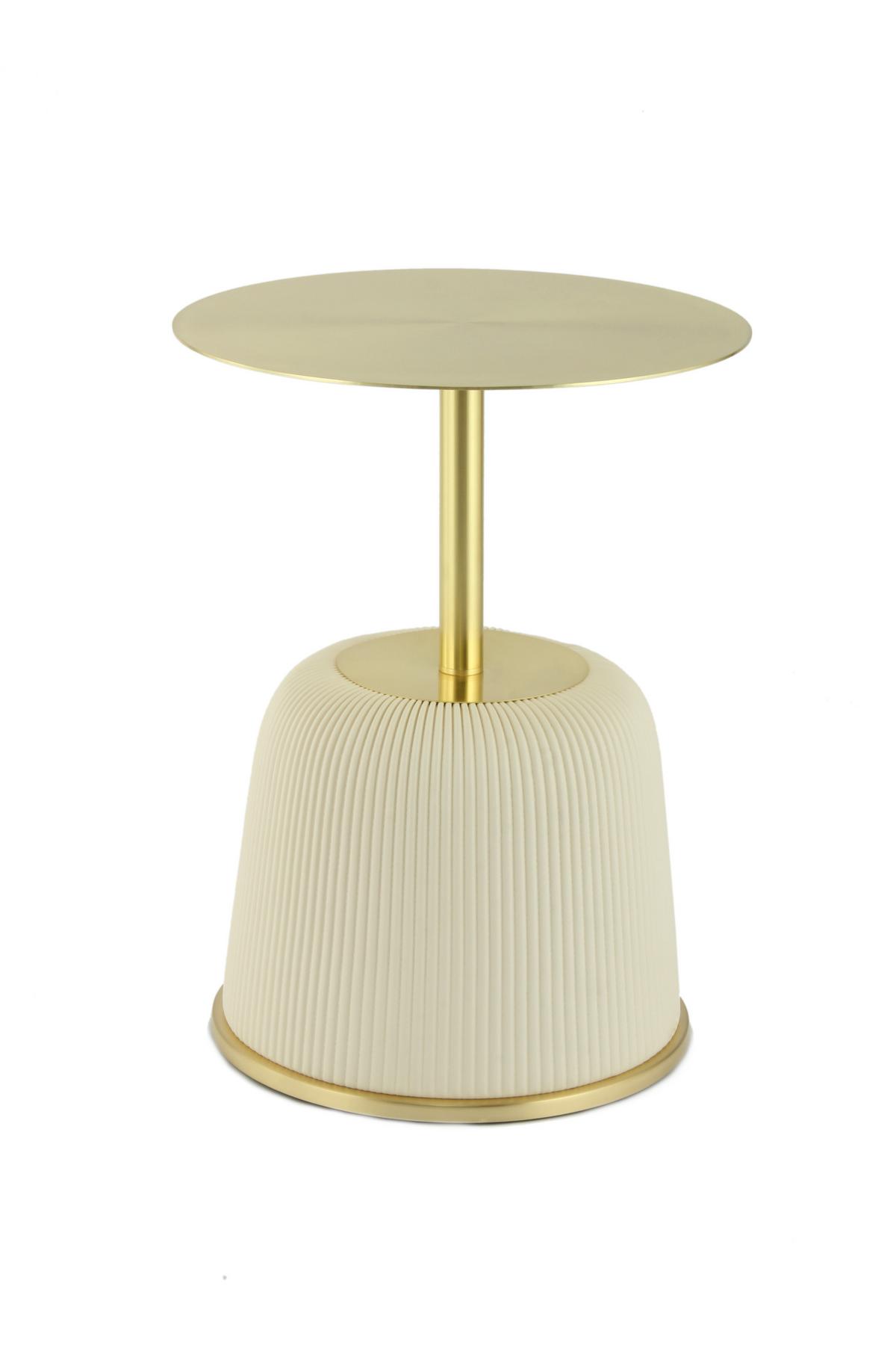 BEISTELLTISCH JOKAI 325 CREME - Goldfarben/Creme, Design, Holzwerkstoff/Textil (40/55cm) - Kayoom