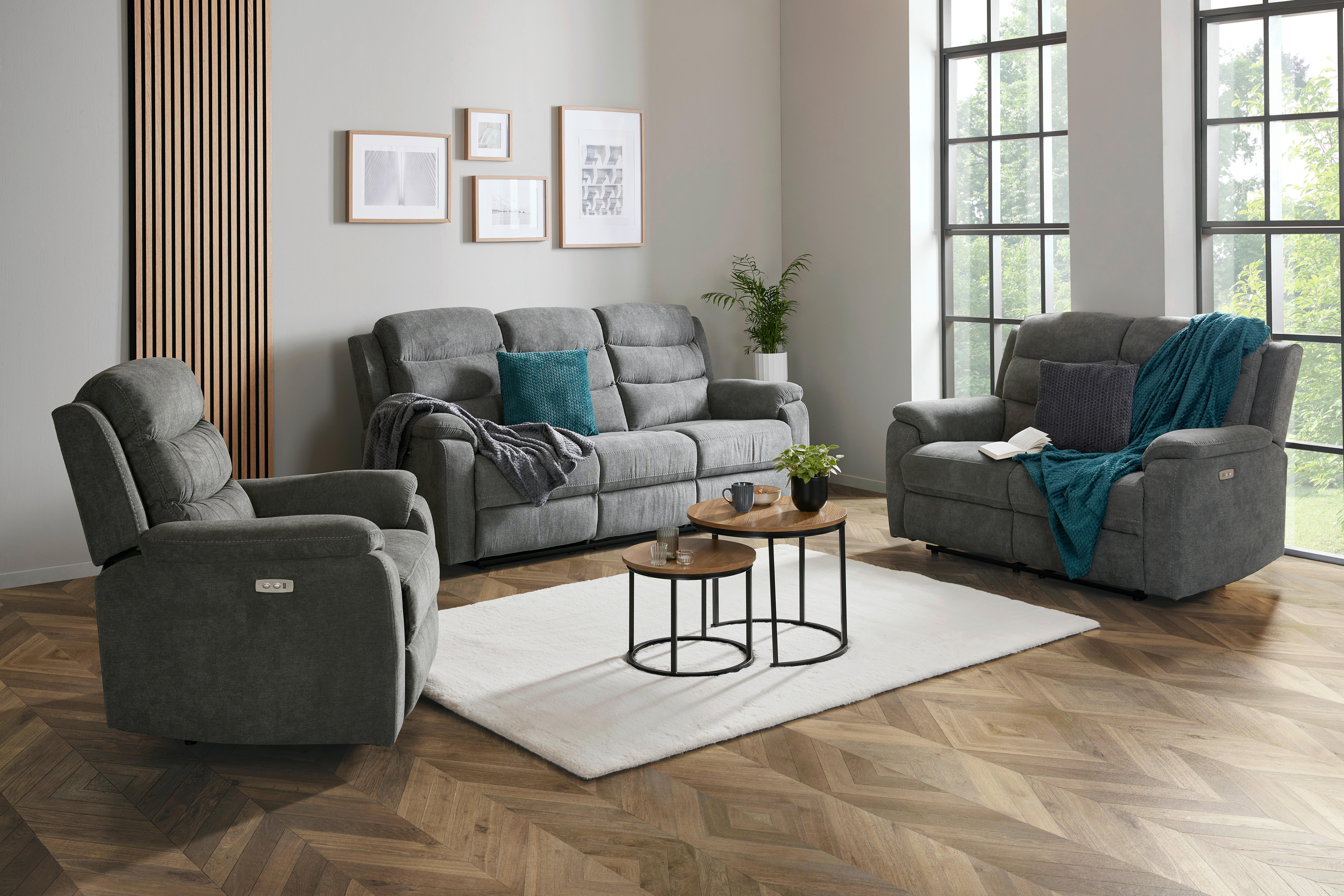 Dvosed Manchester, Siva, Relaks Funkcija - siva/črna, Konvencionalno, umetna masa/tekstil (153/102/93cm) - Ondega