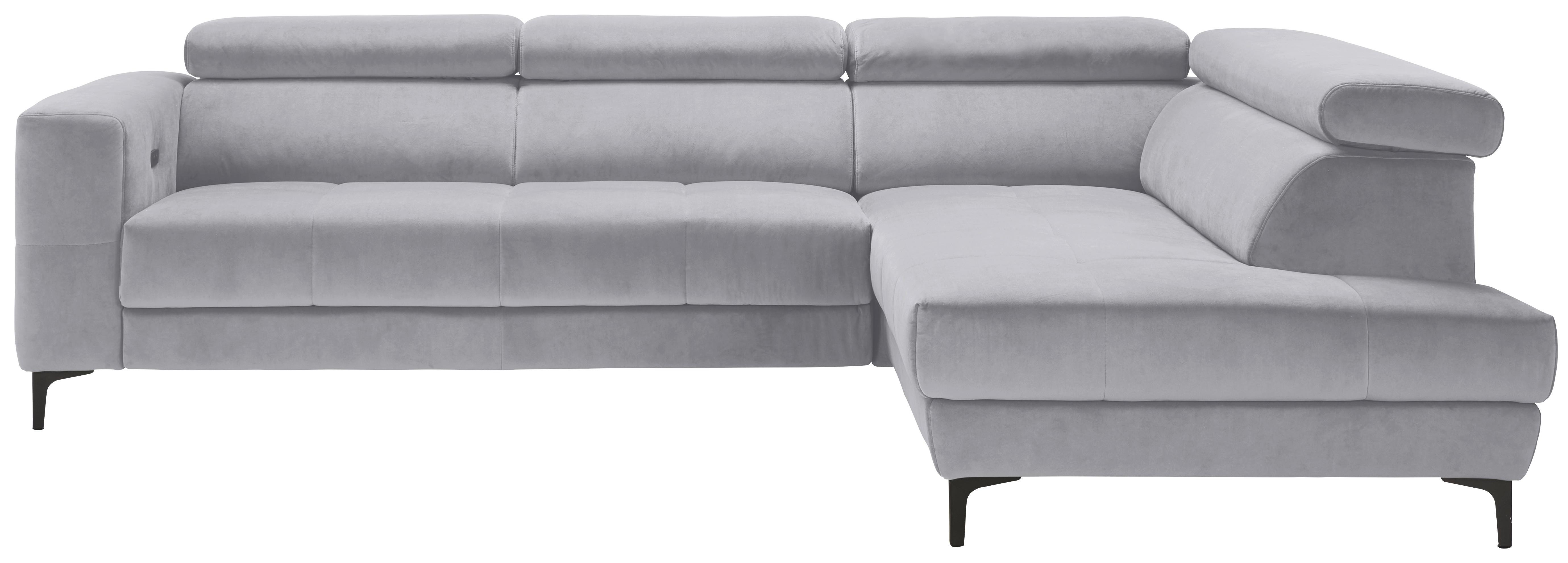 Ecksofa Emma rechts Grauweiß - Grauweiß/Schwarz, MODERN, Textil (301/210cm) - Premium Living