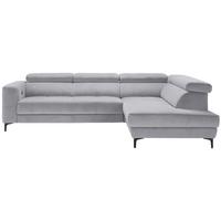 Ecksofa Emma rechts Grauweiß - Grauweiß/Schwarz, MODERN, Textil (301/47/210cm) - Premium Living