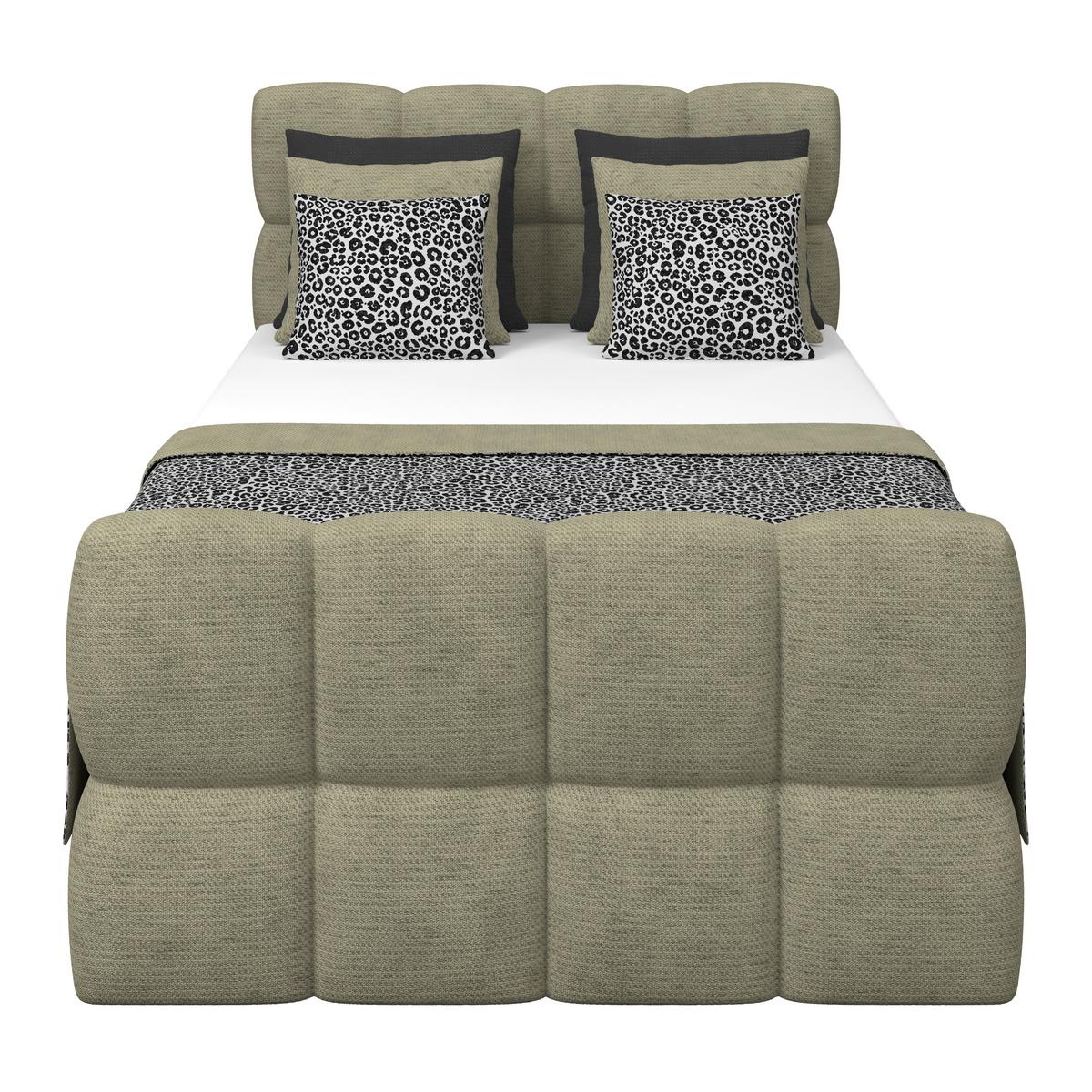 Postelja Boxspring Brisbane, Zelena, 140x220 - črna/zelena, Trend, kovina/umetna masa (140/220cm) - Premium Living