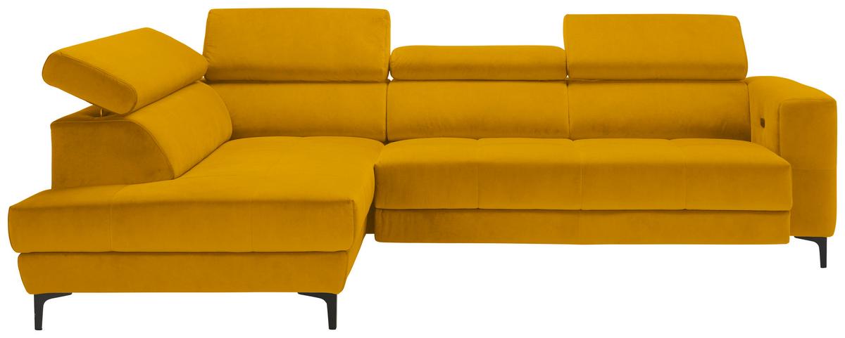 Ecksofa Emma links Gelb - Gelb/Schwarz, MODERN, Textil (210/301cm) - Premium Living