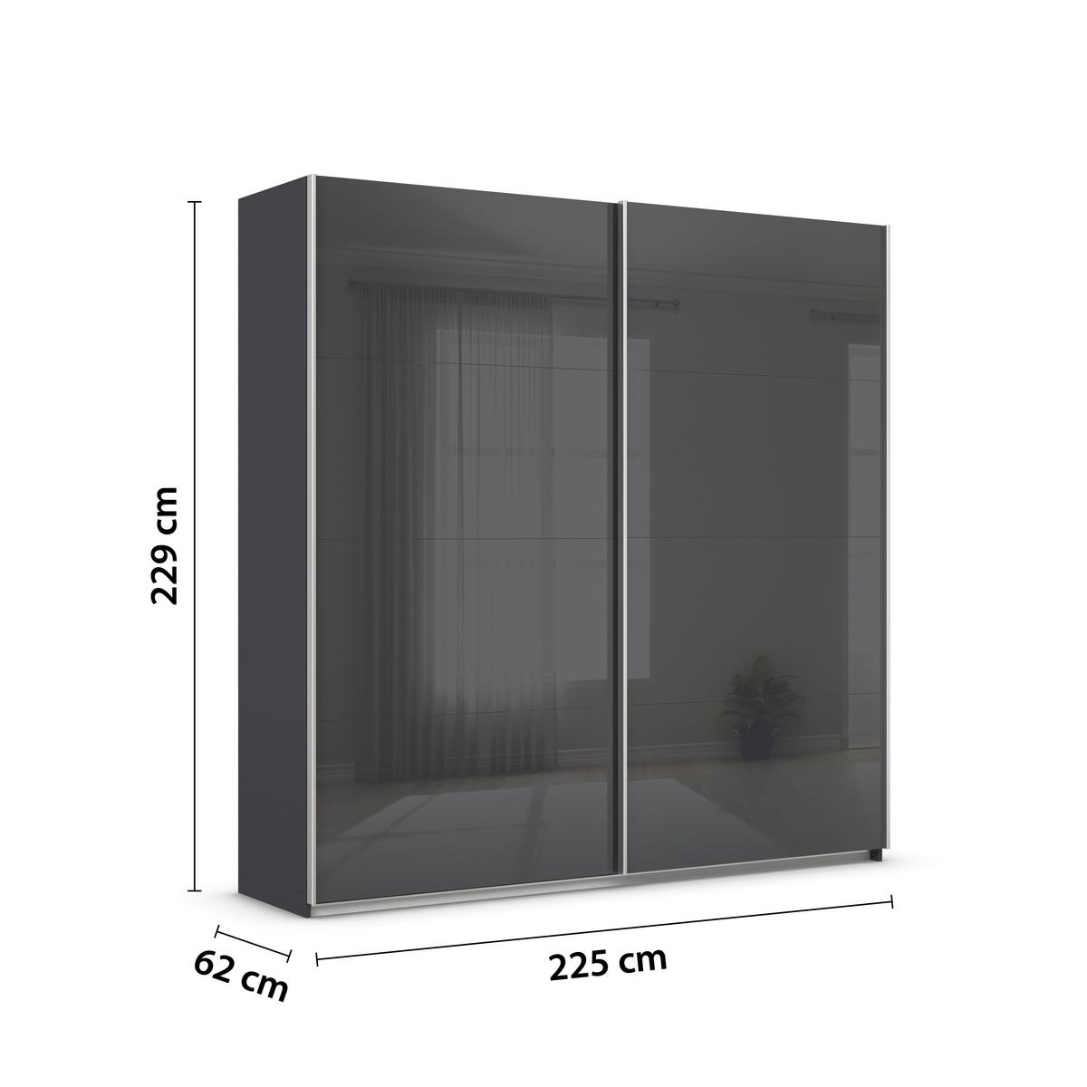DULAP USI CULISANTE FELDKIRCH - antracit/antracit lucios intens, Modern, sticlă/material pe bază de lemn (225/229/62cm)