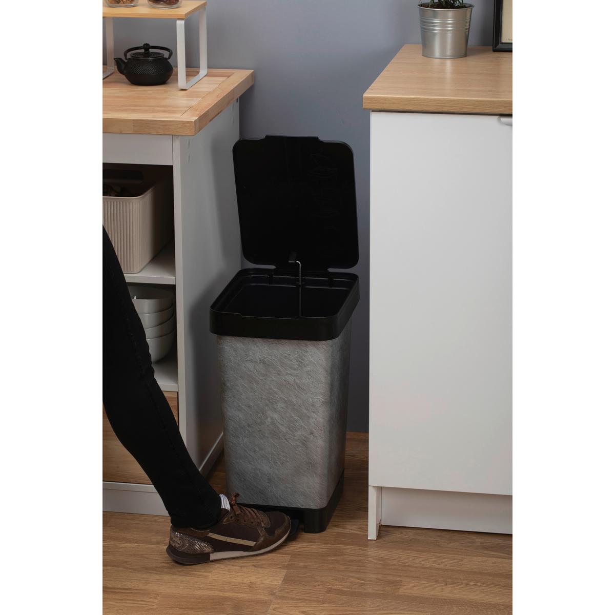 Treteimer Style Schwarz/Grau ca. 25l - Schwarz/Grau, MODERN, Kunststoff/Metall (26/36/47cm) - Mömax